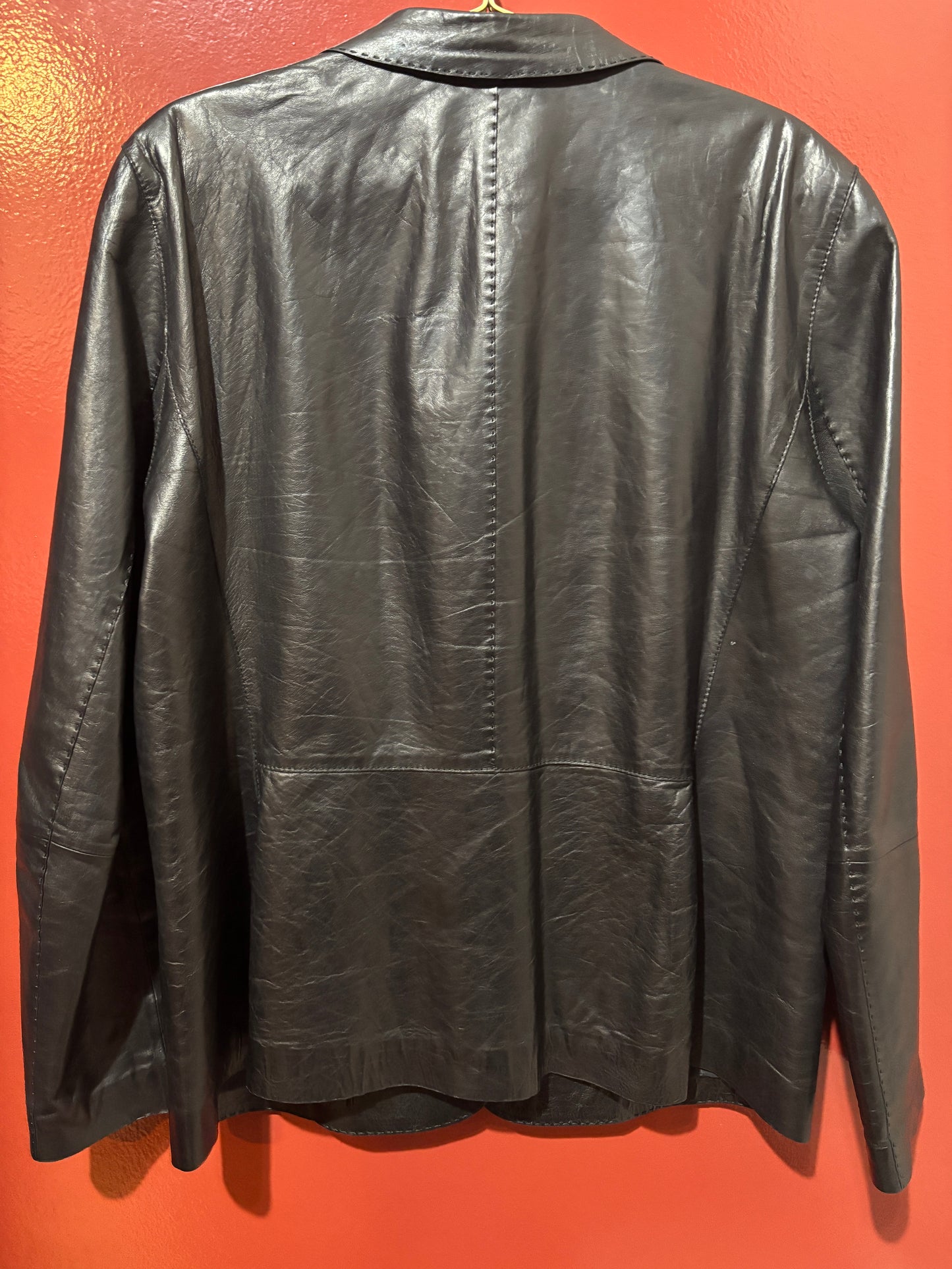 Lafayette 148 Black Leather Blazer Size 14