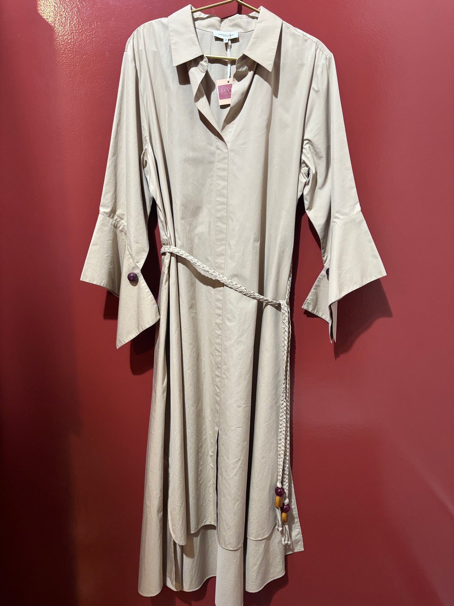 Lafayette 148 Kacki Long Trench Dress