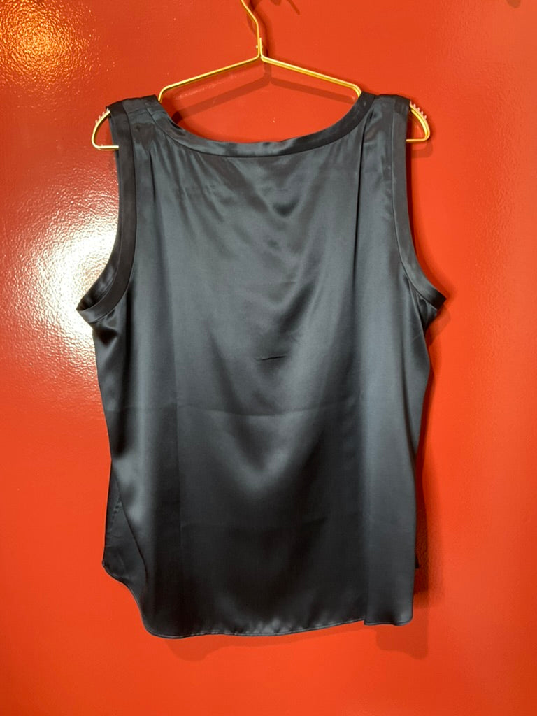 Lafayette 148 Perla Luxe Reversible Silk Tank Navy XL