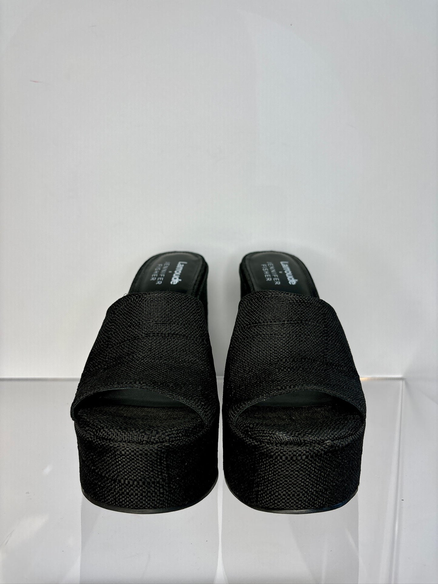 larroude mule black plat 7.5