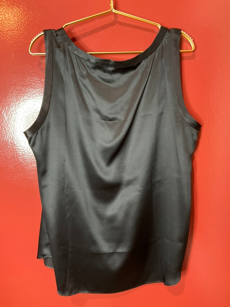 Lafayette 148 Perla Luxe Reversible Silk Tank Black XL