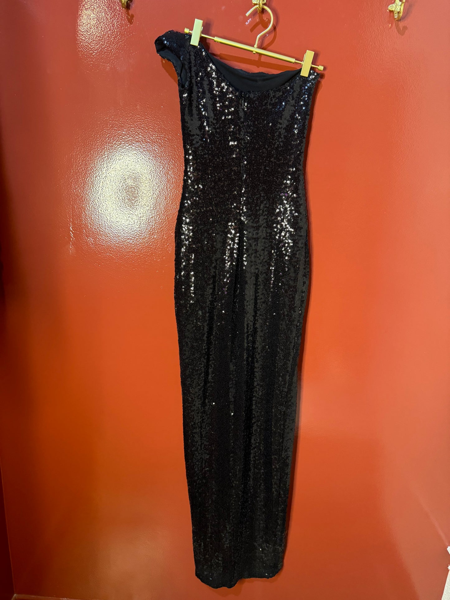 Nookie long black sequin dress S