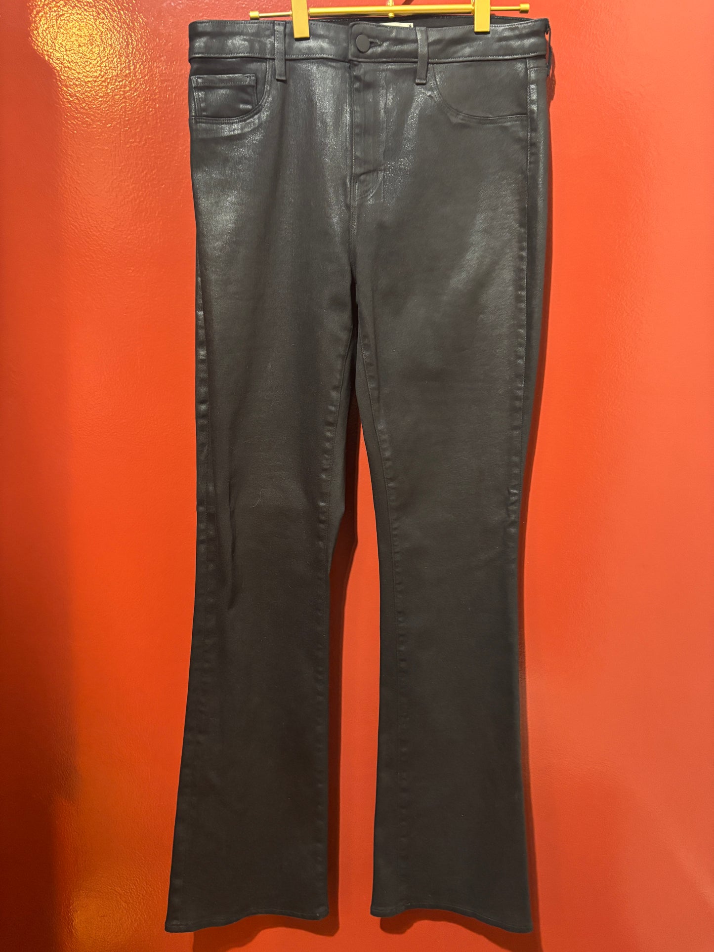 L'Agenge Black Leather Jeans 31