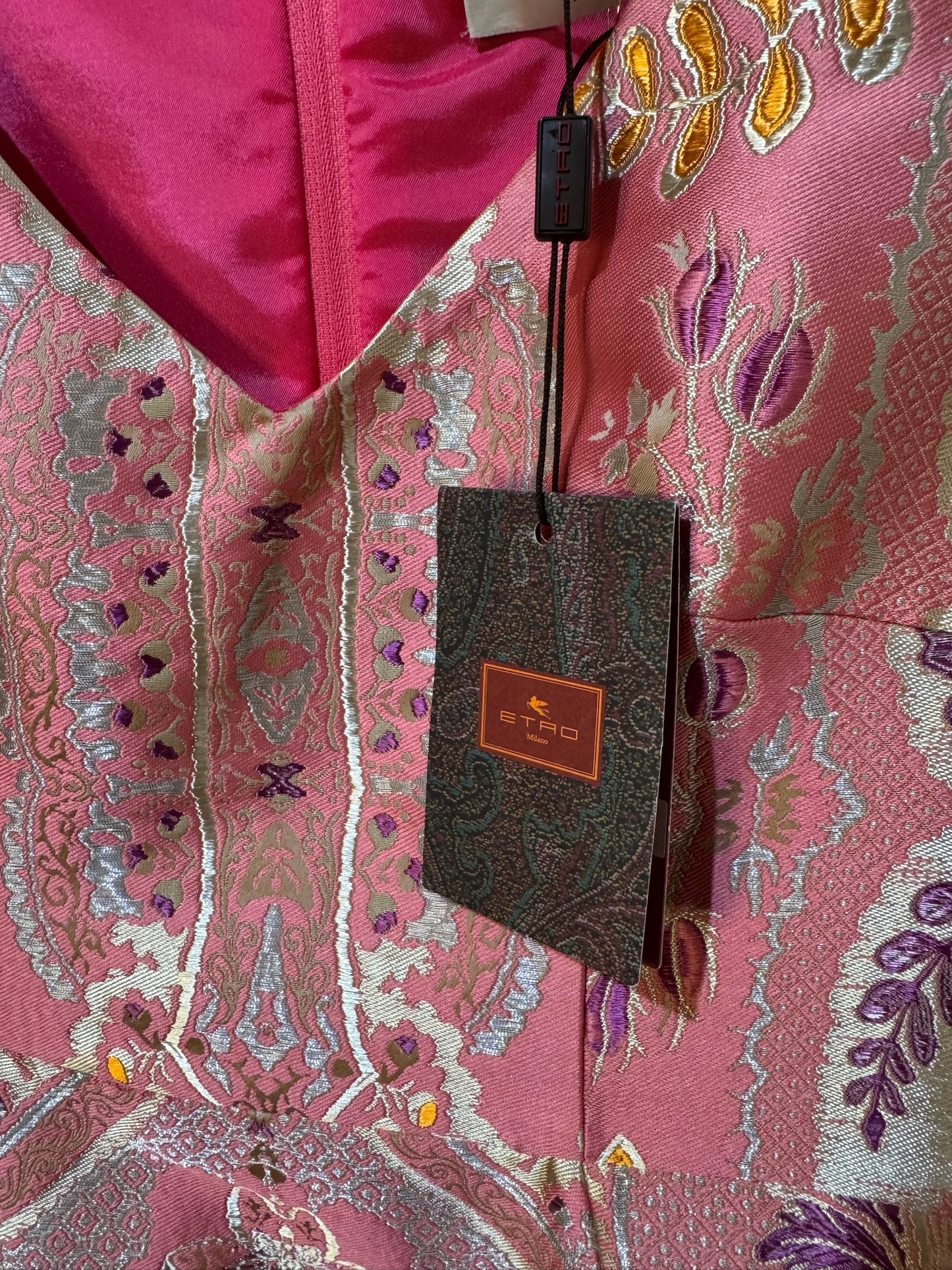 Etro dress mini silk broacde pink