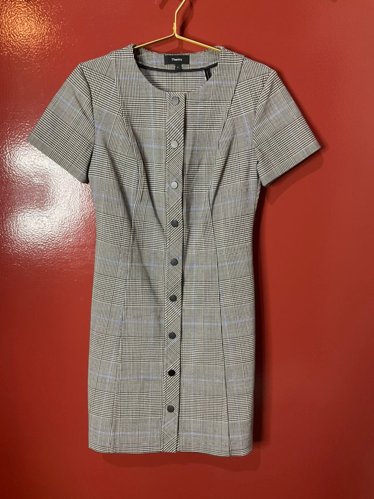 Theory Black/White Houndstooth Dress Petite