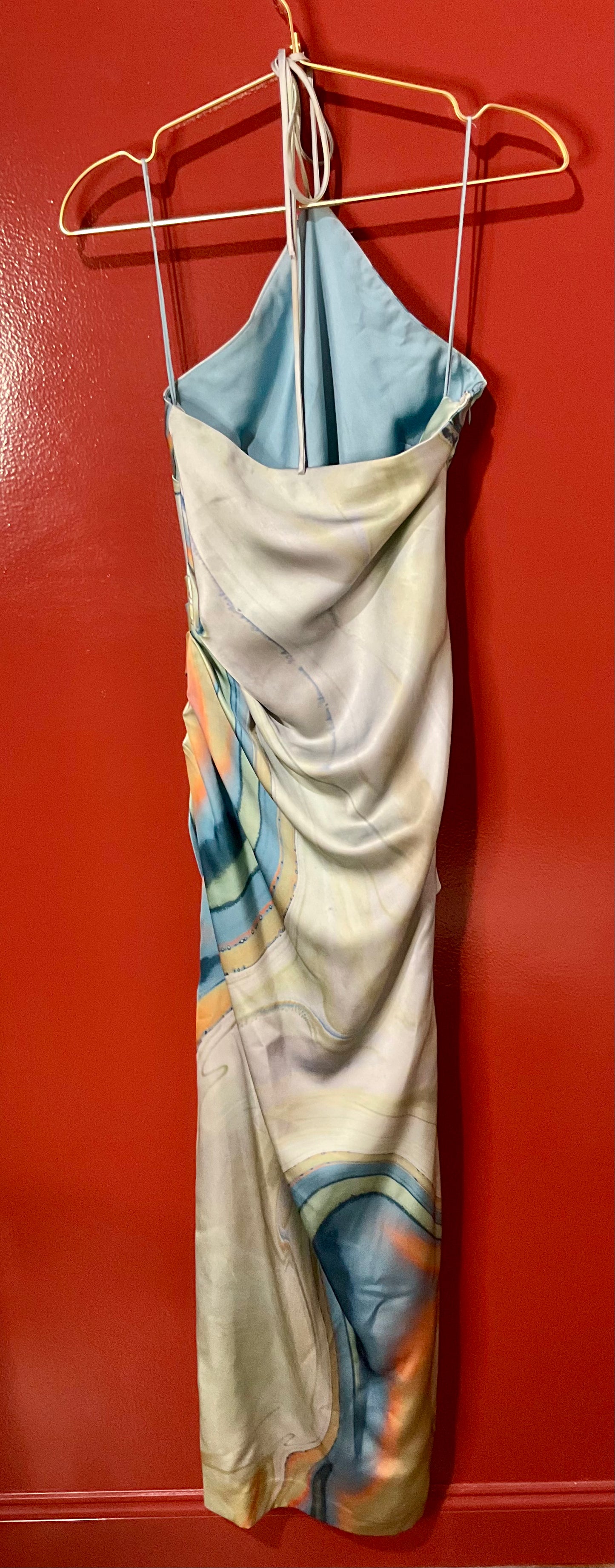 Jonathan Sim Khia Blue Watercolor Dress