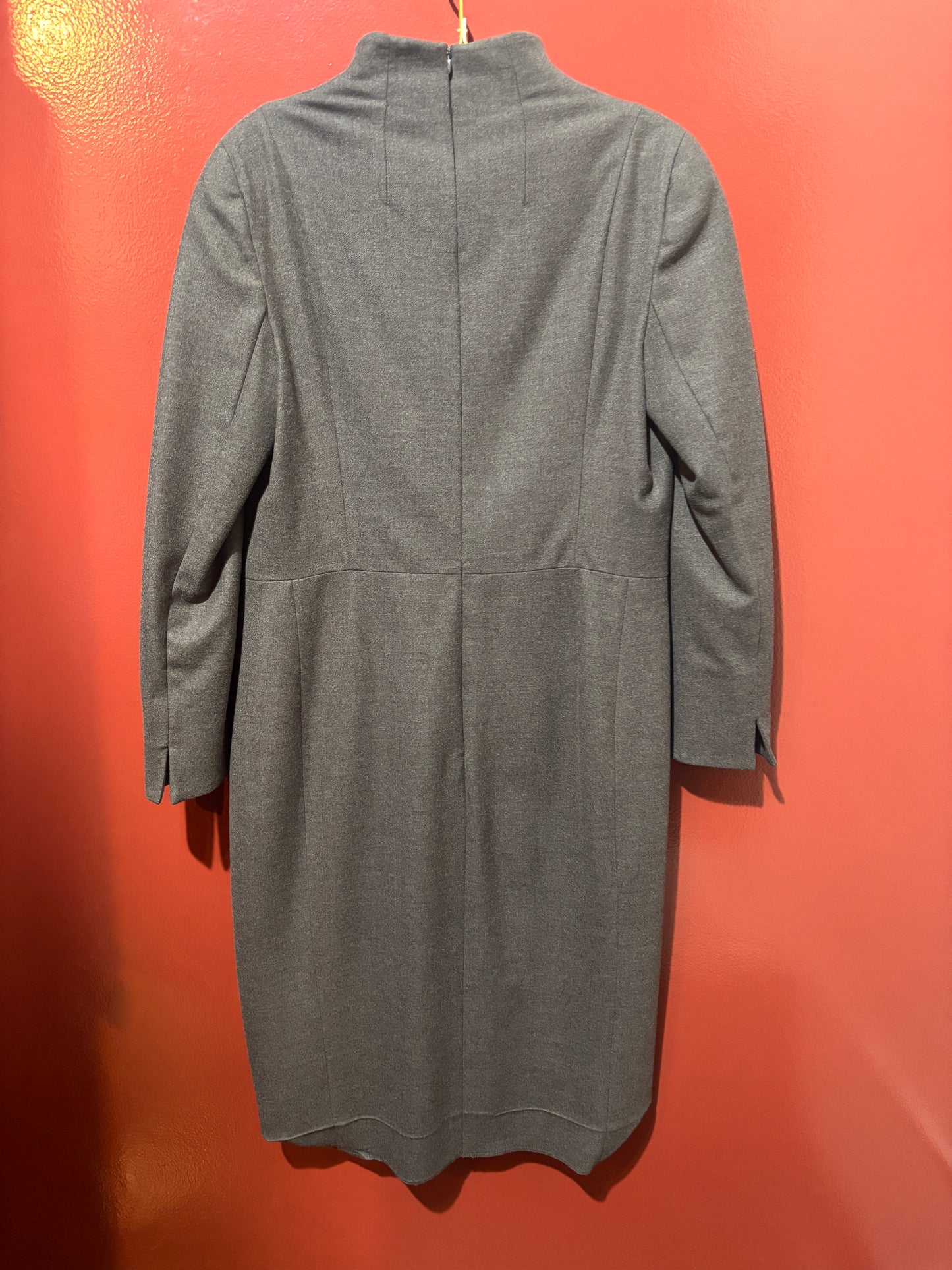 Akris Wool Grey Midi Dress Size 12`