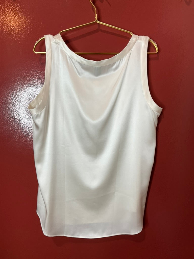 Lafayette 148 Perla Luxe Reversible Silk Tank White XL