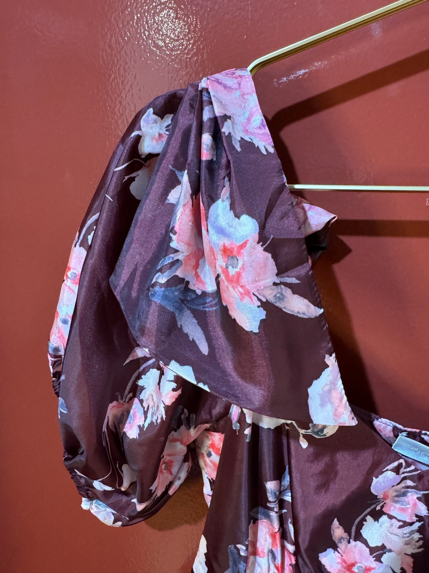 love shack fancy maroon/pink floral dress 0