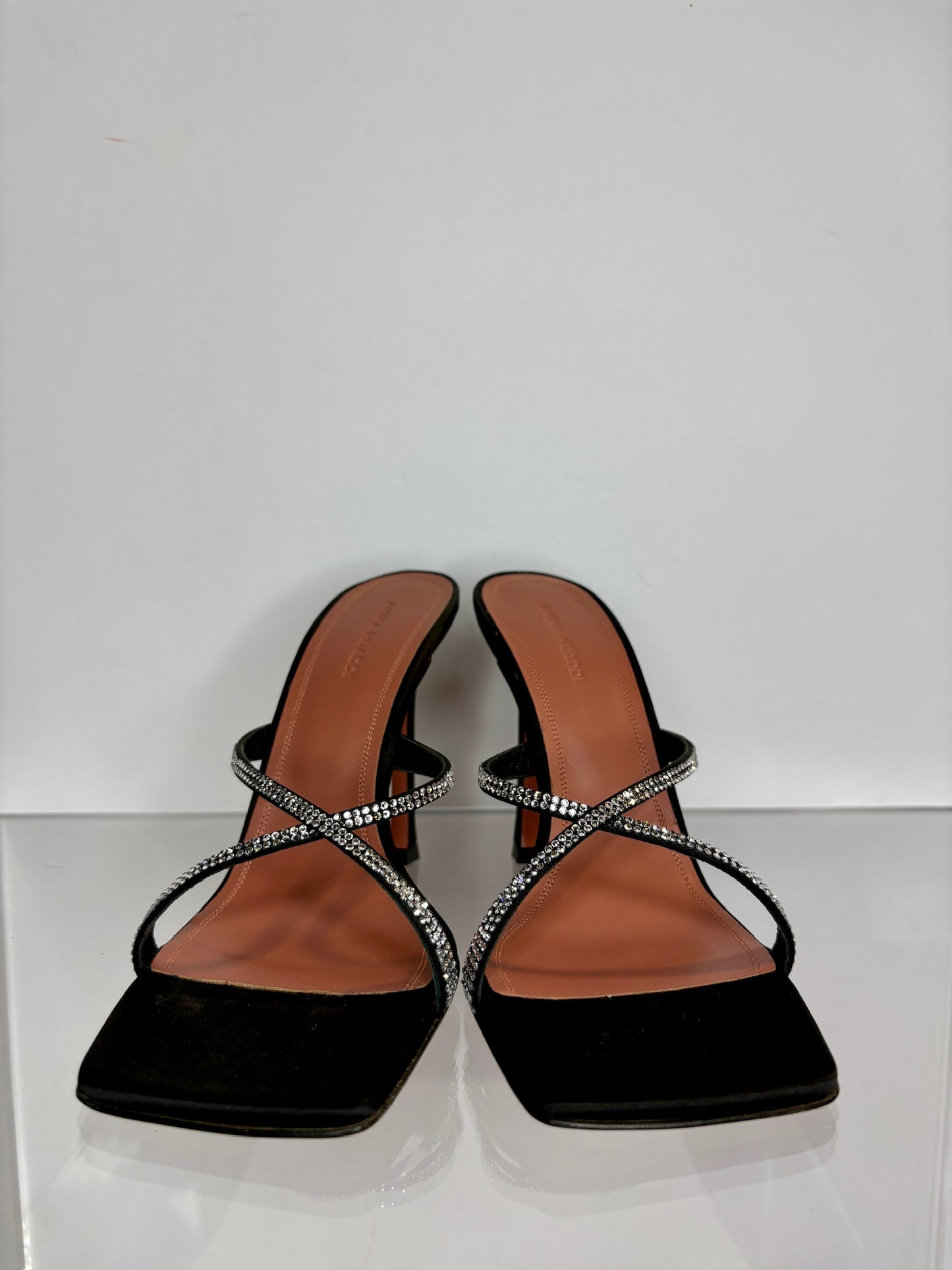 Amina Muaddi heel crystal black 8