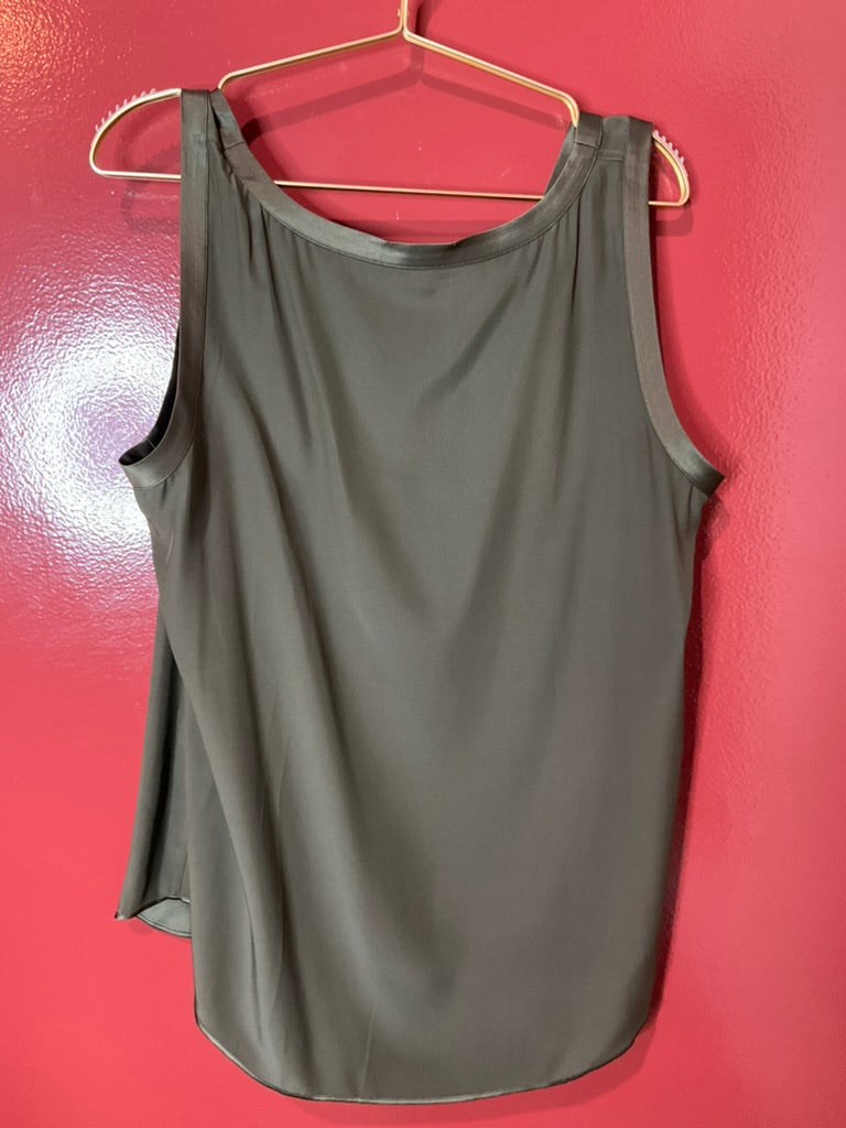 Lafayette 148 Perla Luxe Reversible Silk Tank Army Green XL