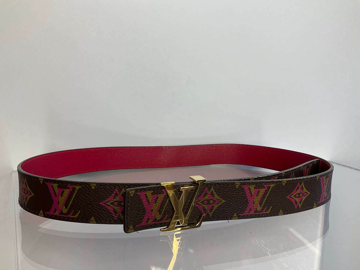LV initials monogram pink belt 34/85