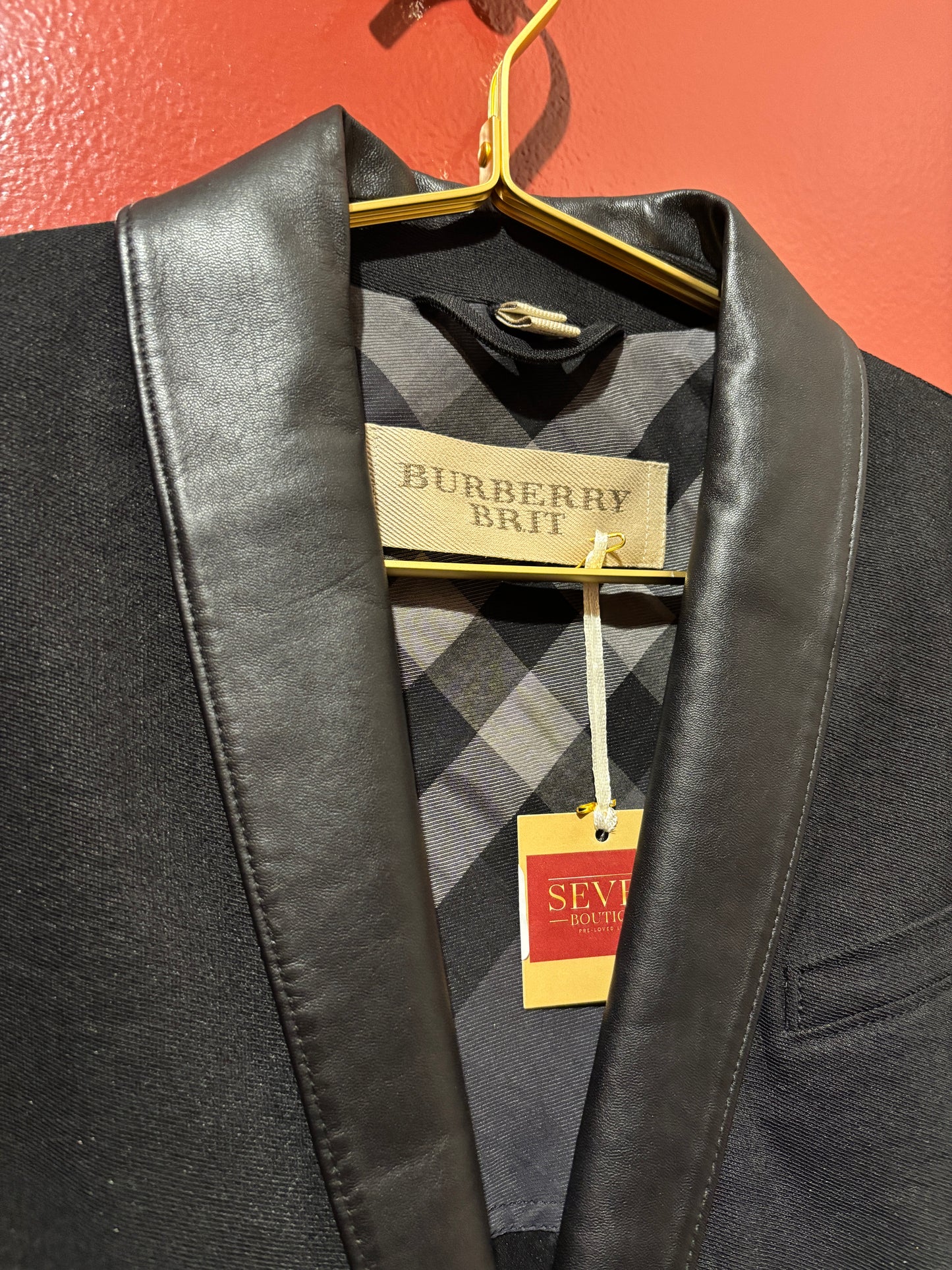 Burberry Britt Black Leather Blazer Size 30