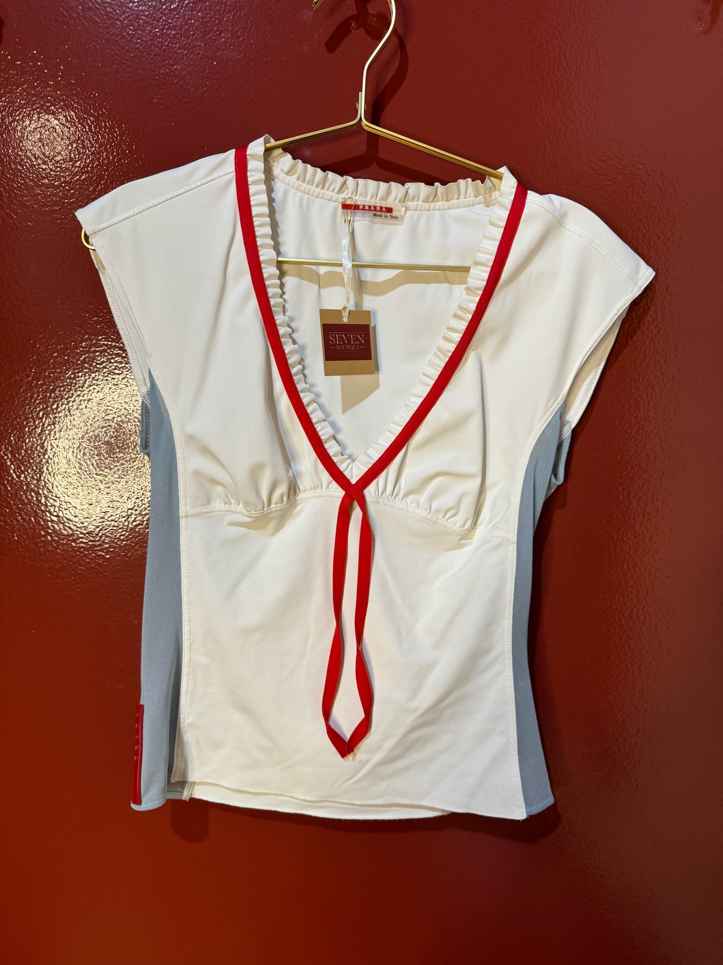 Prada White/Blue, Red Trim Small Vintage