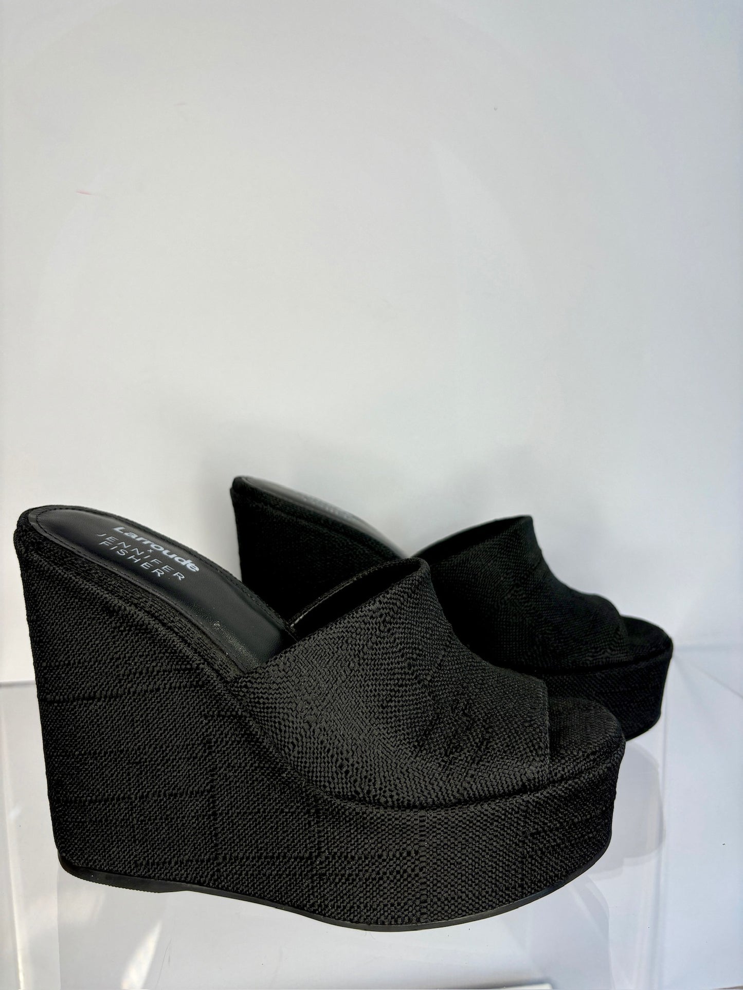 larroude mule black plat 7.5