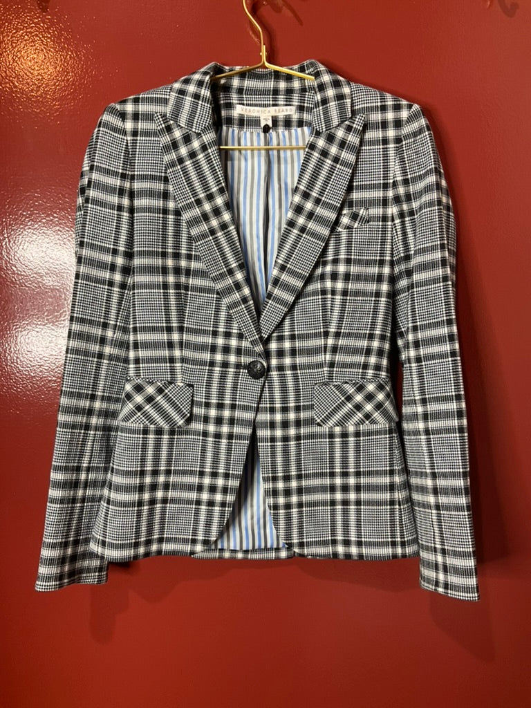 Veronica Beard Black Plaid Blazer 0