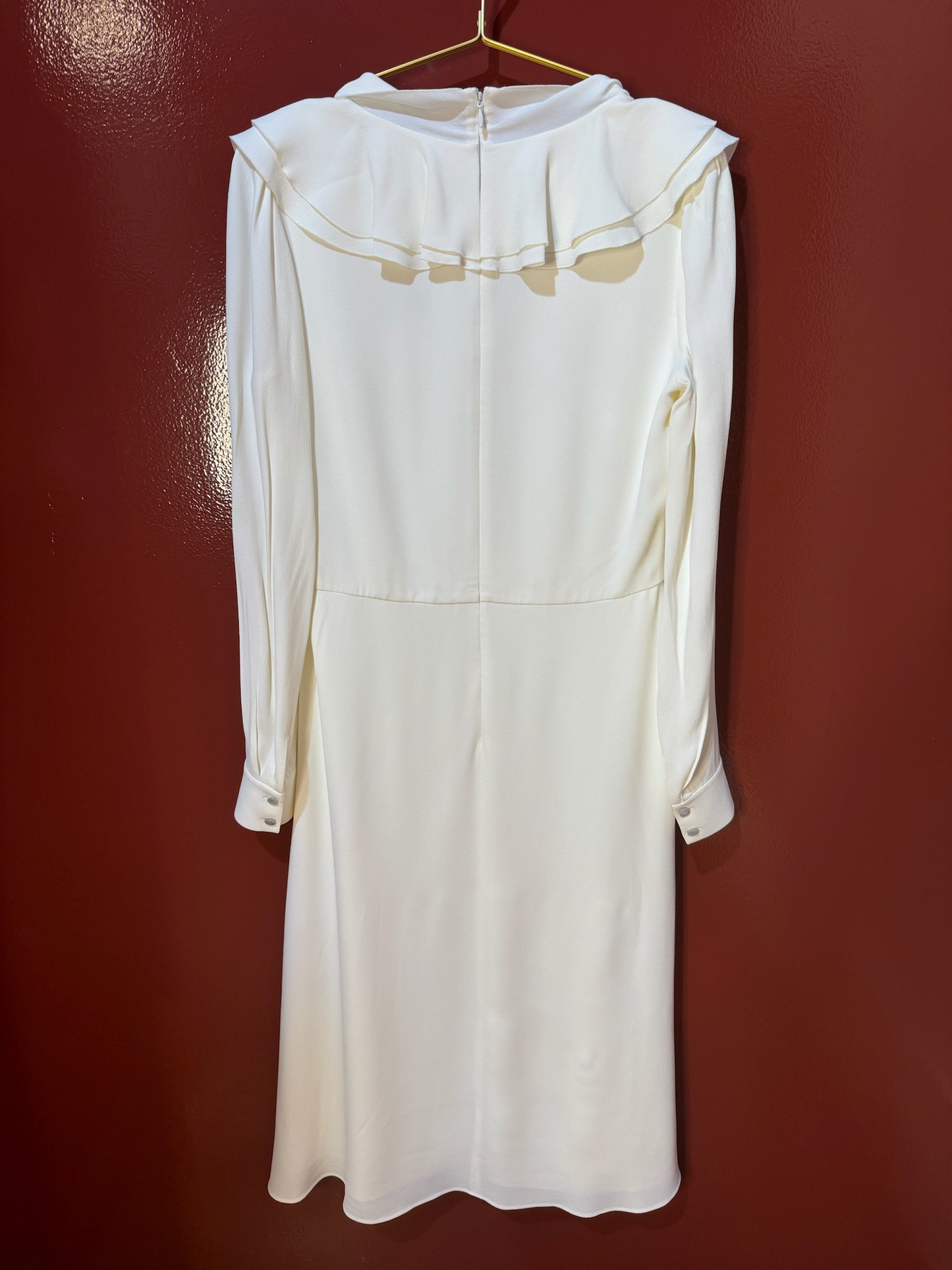 Ralph lauren dress long ruffl ivory 8