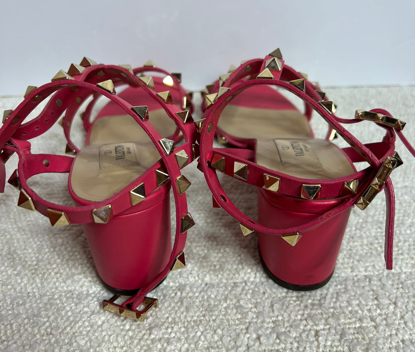 Valentino Pink Rockstud Block Heel Sandal 35 1/2