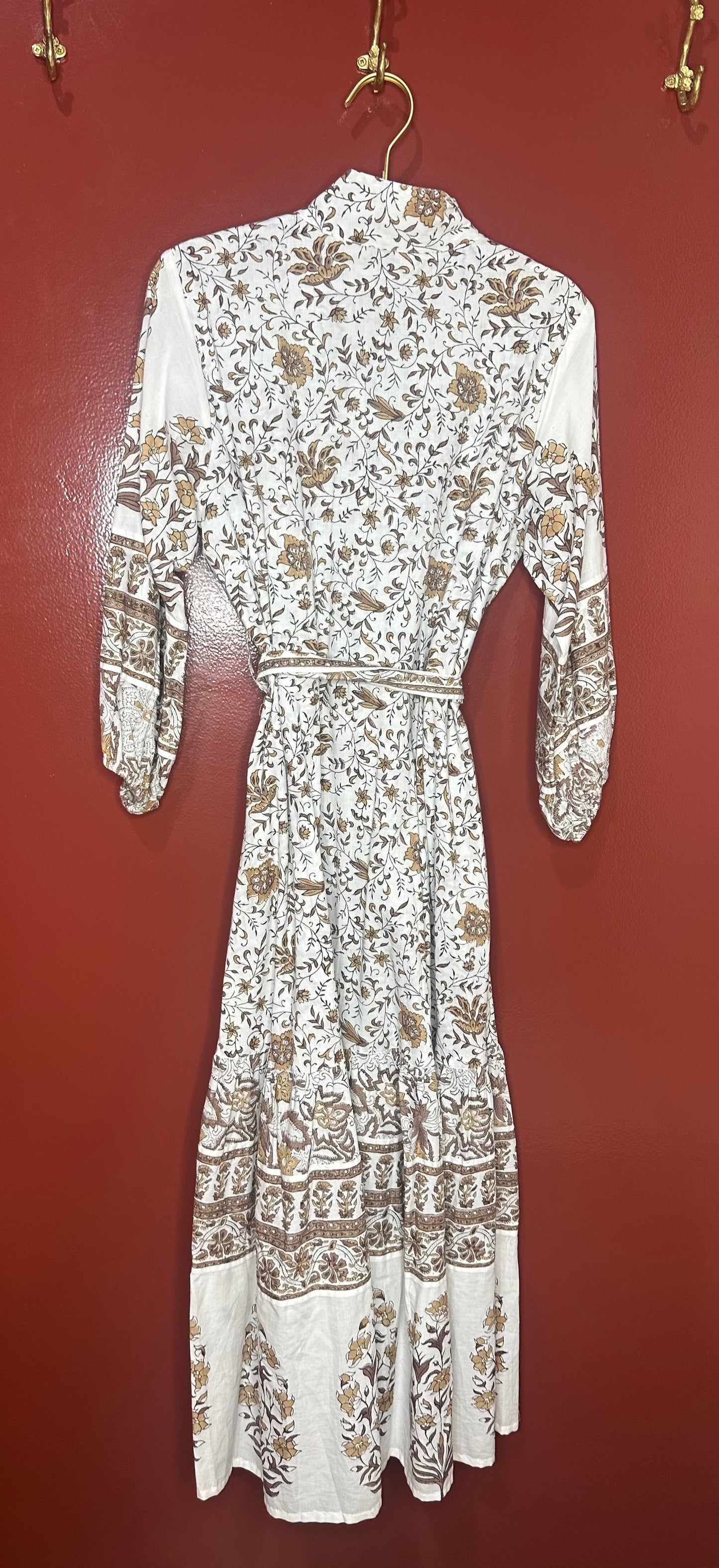 Sue Sartor White/Brown Tiger Lily Dress M