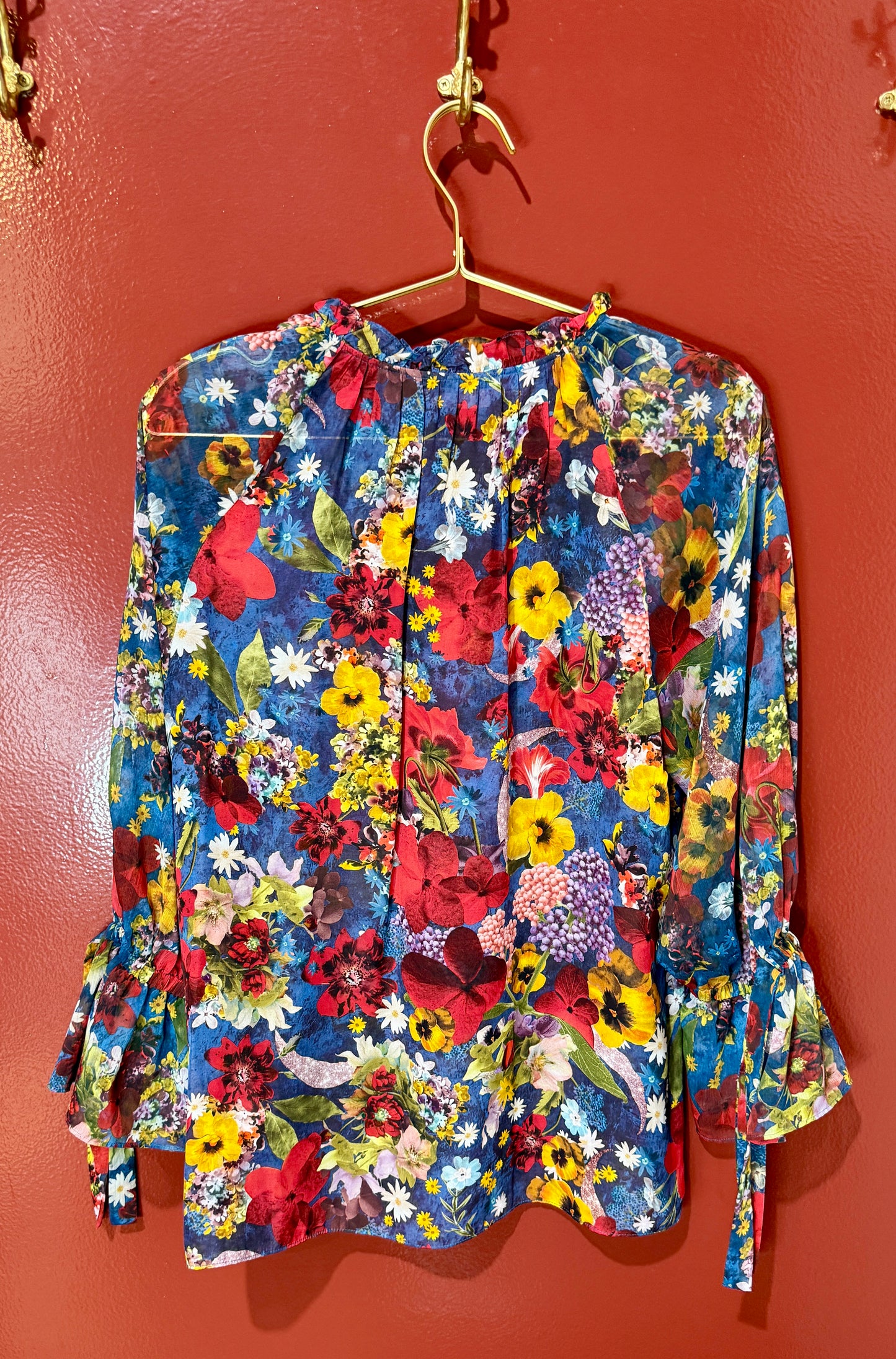 Alice + Olivia Long Sleeve Floral Sheer Top S
