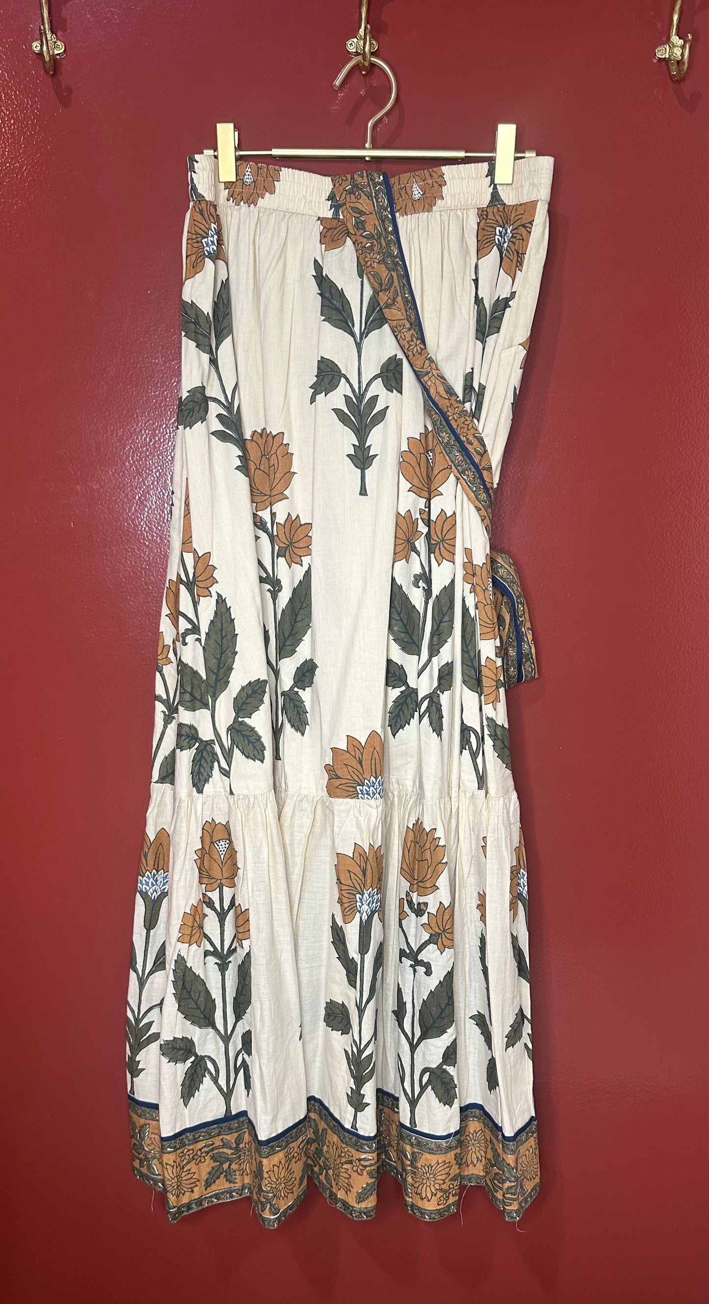 Sue Sartor Cream Floral Maxi Skirt S