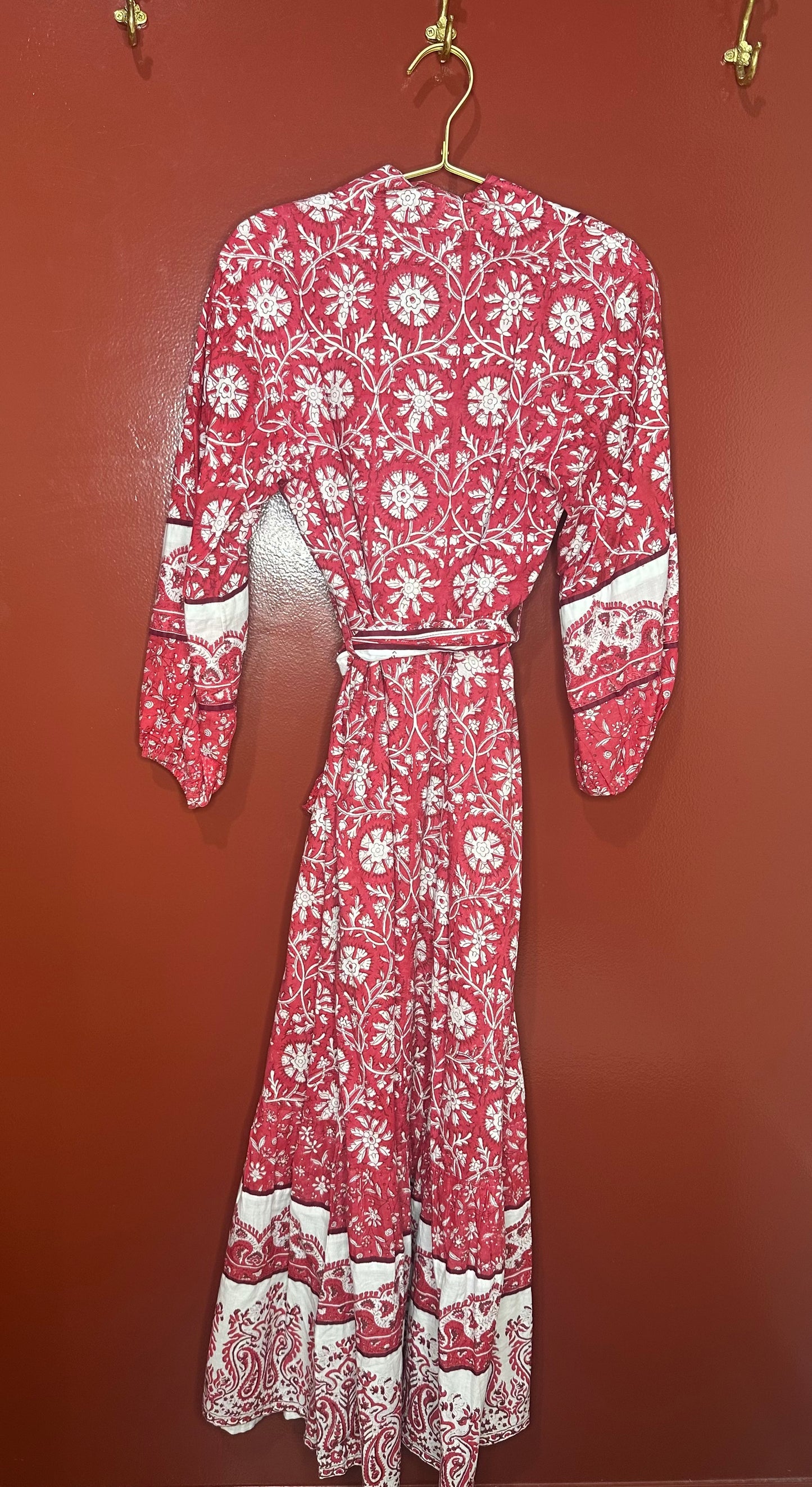 Sue Sartor Long Red Patterned Dress M