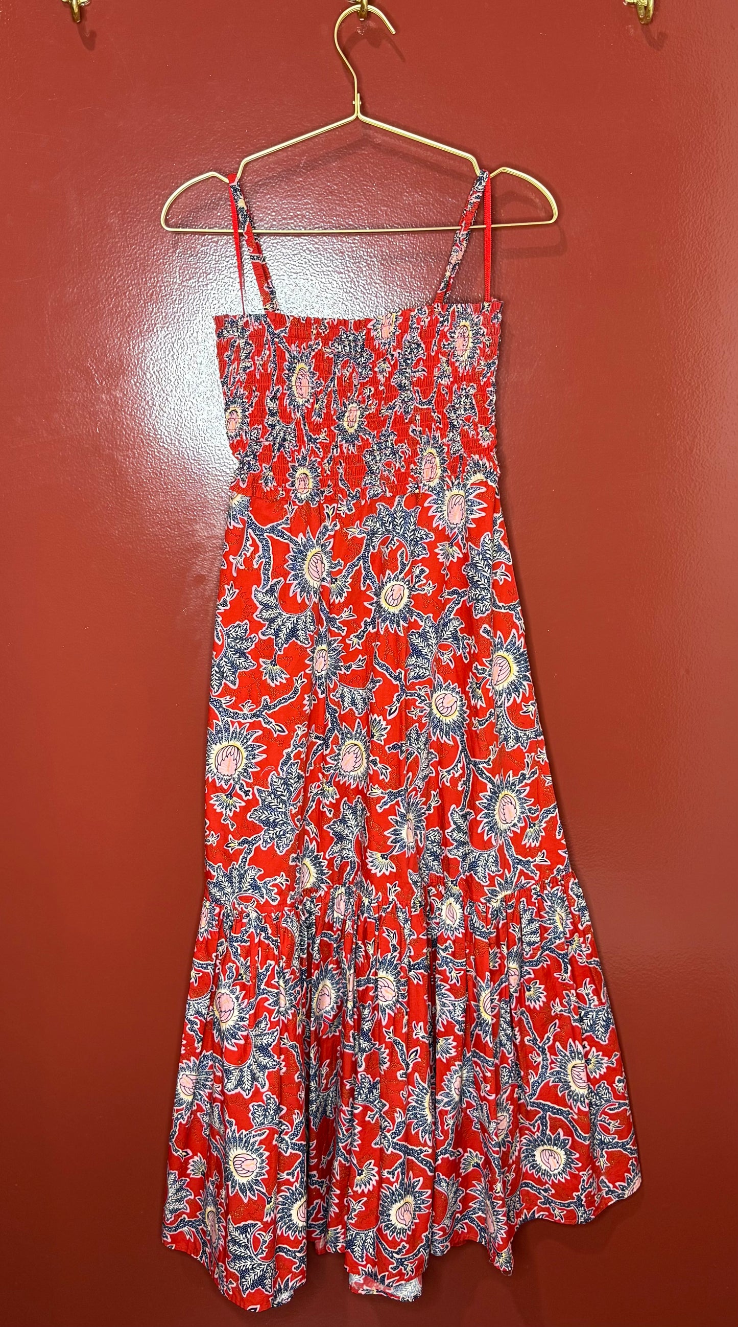 ALC Austyn Floral Smock Bodice Midi Dress 4