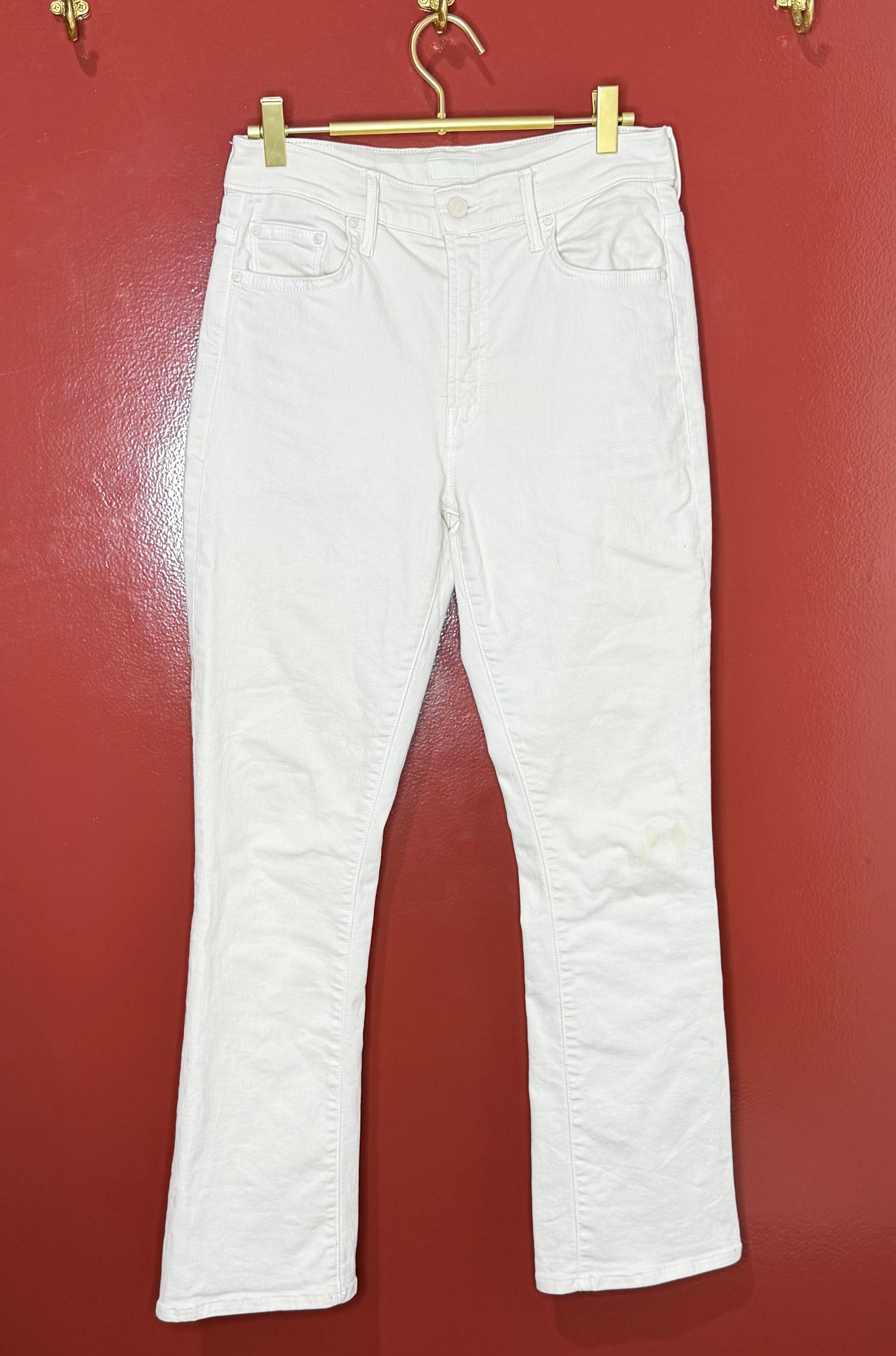 Mother Cream Straight Leg Jeans 28