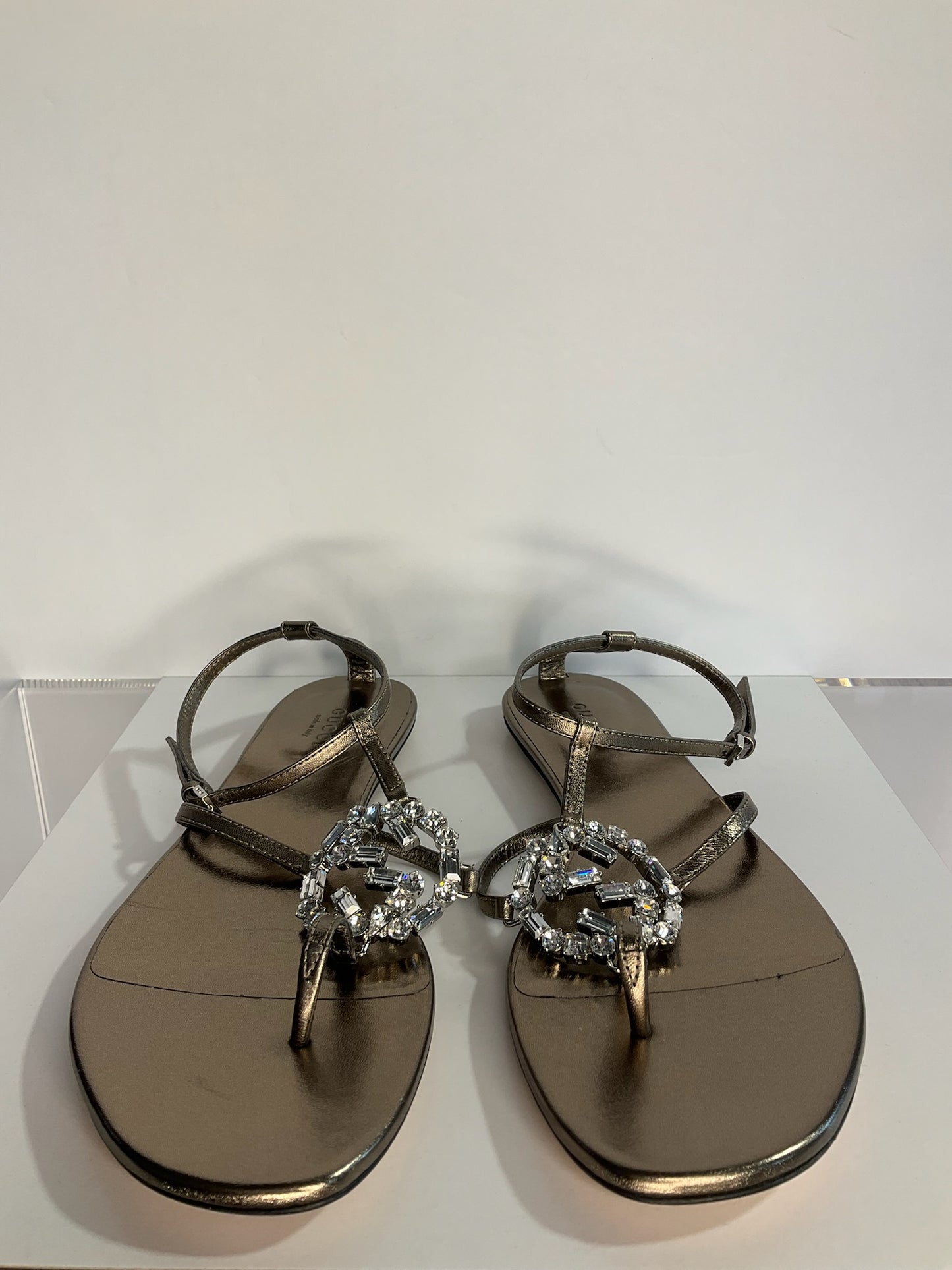 Gucci Bronze Sandals Crystal GG logo 40