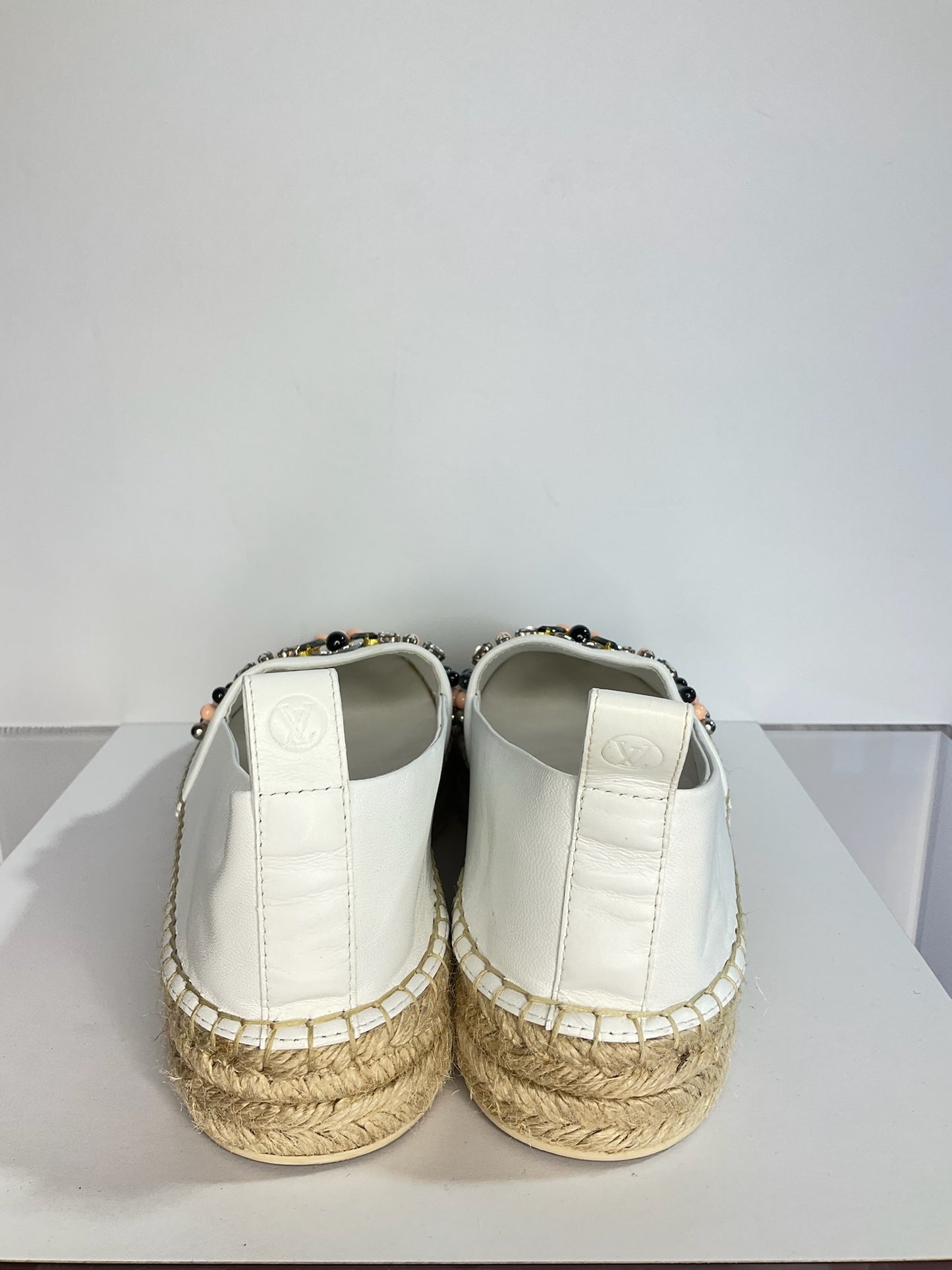 Louis Vuitton Lambskin Front Pair espadrille white 38.5