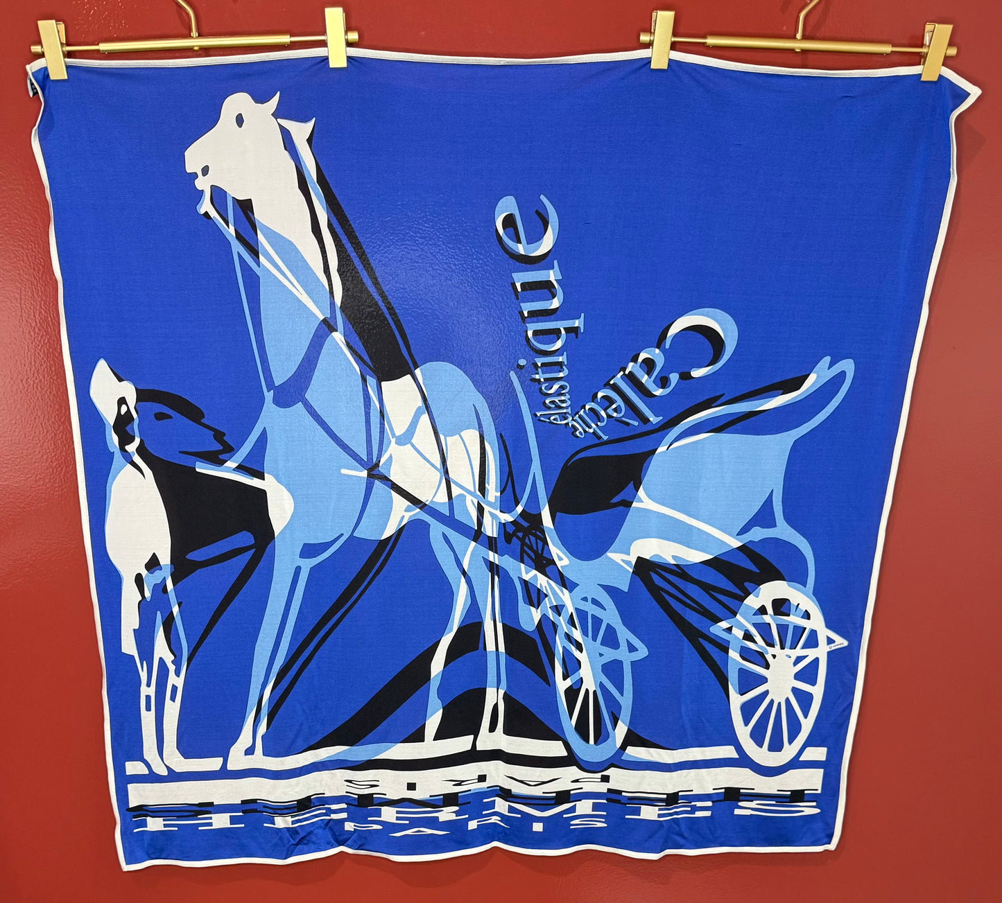 Hermes Caleche Elastique Blue Scarf