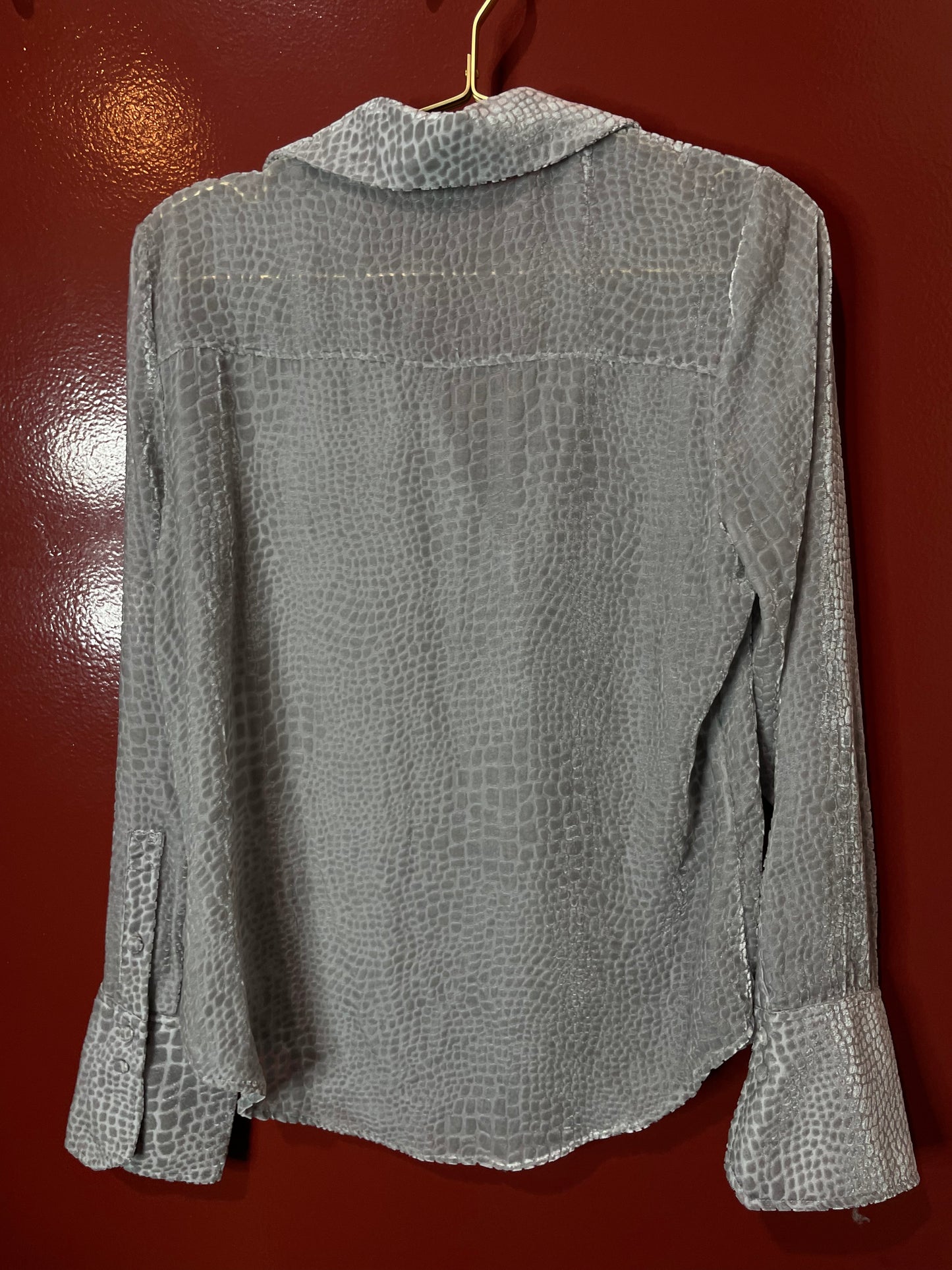 Paige Gray Velvet Button Down Top S