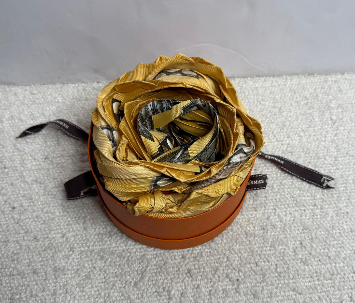 Hermes Yellow Lor Des Chefs Pleated Scarf