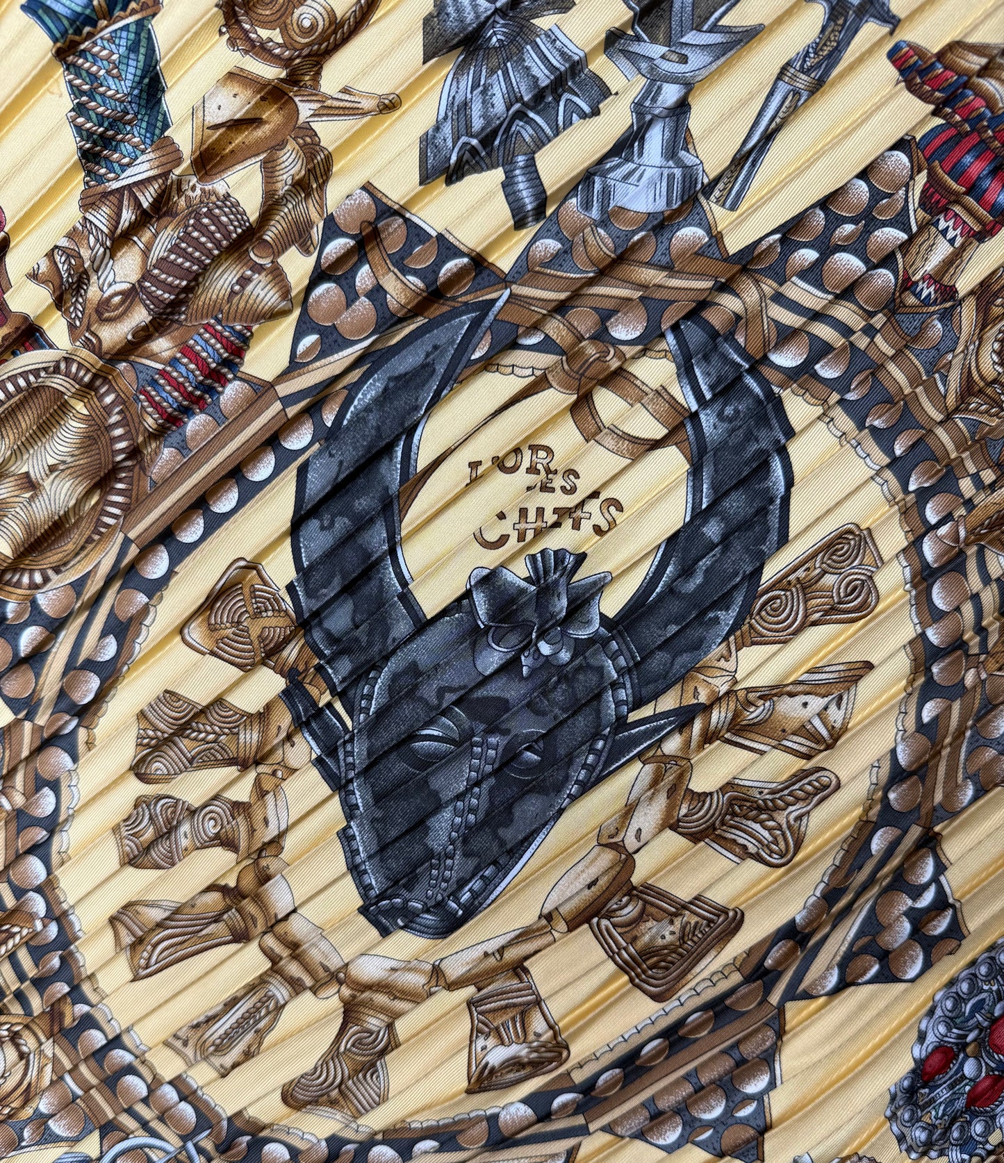 Hermes Yellow Lor Des Chefs Pleated Scarf
