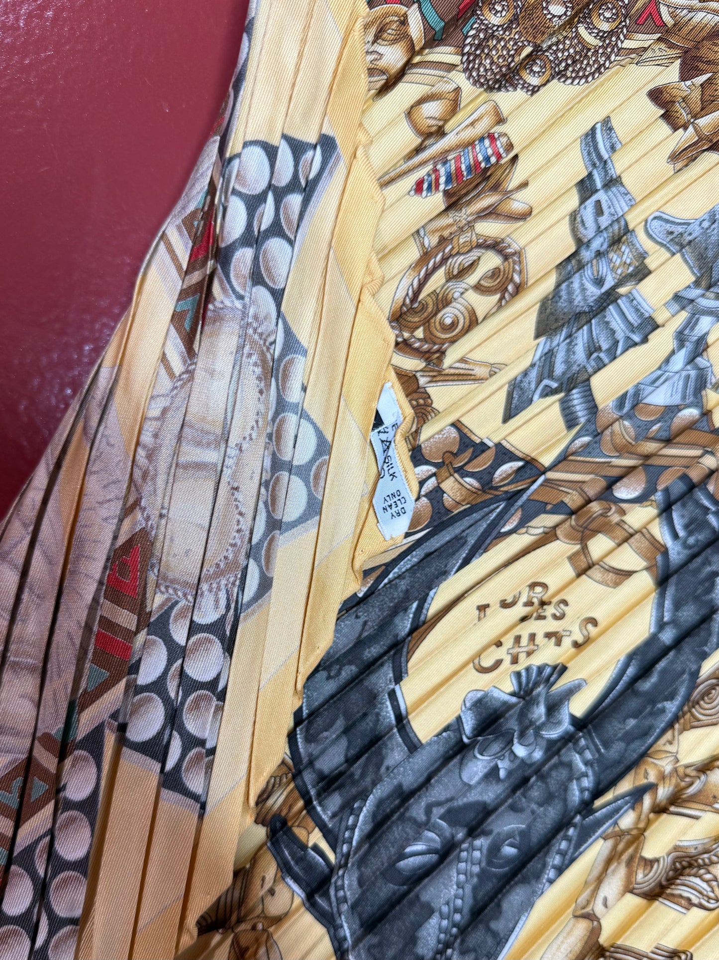 Hermes Yellow Lor Des Chefs Pleated Scarf