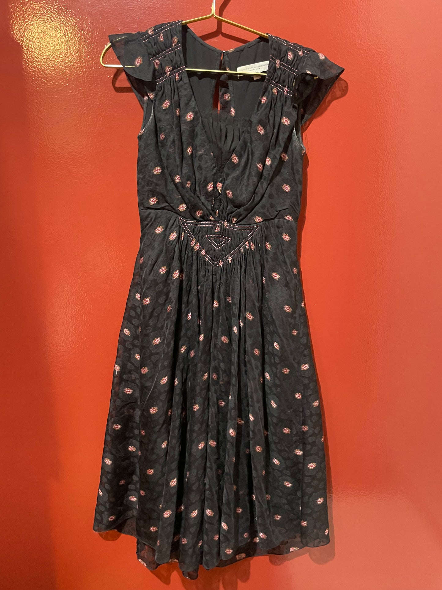 Carolina Herrera Black Floral Lace Dress 4
