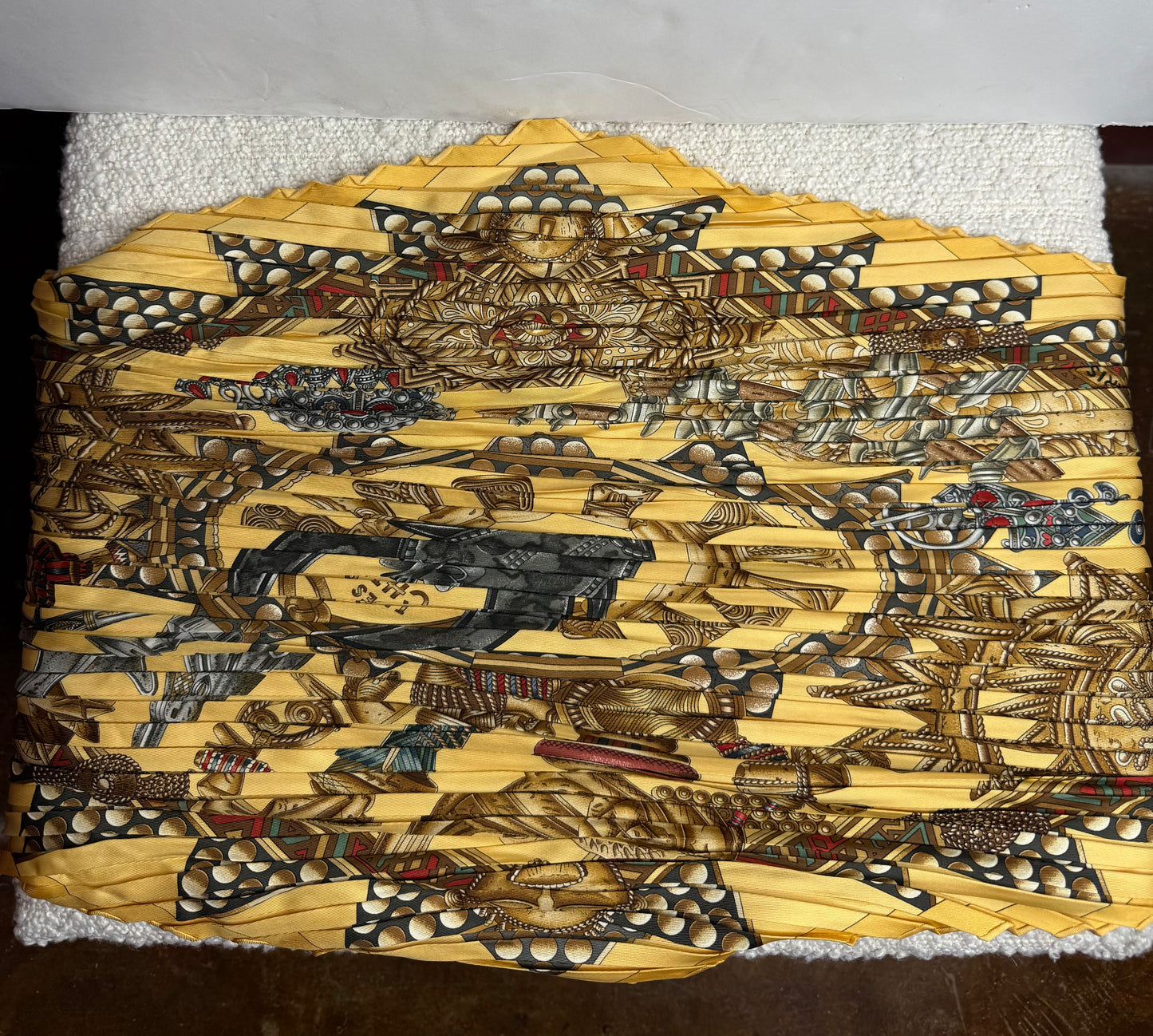 Hermes Yellow Lor Des Chefs Pleated Scarf