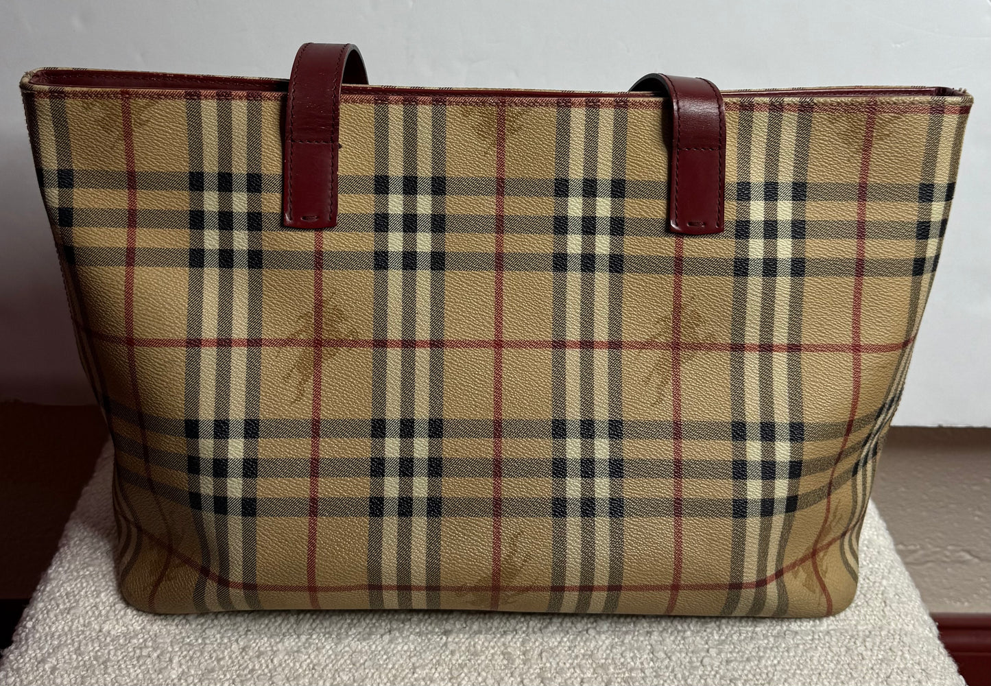 Burberry Plaid Coated Canvas Handle Bag