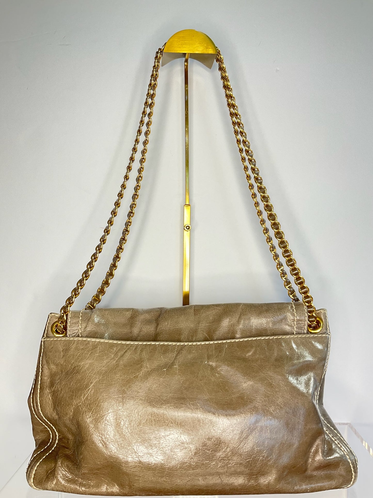 Prada Diagramme leather crossbody bag taupe bag