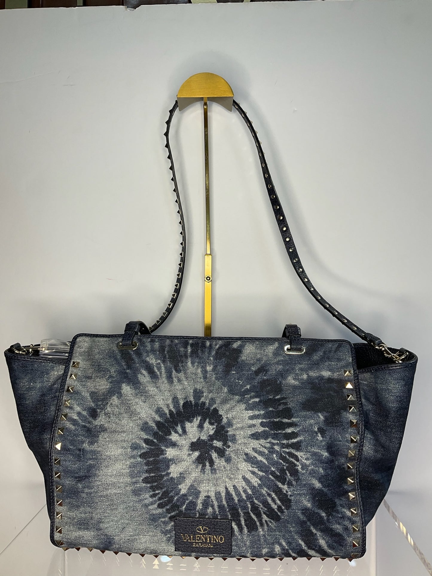 Valentino Denim Rockstud Tote Bag