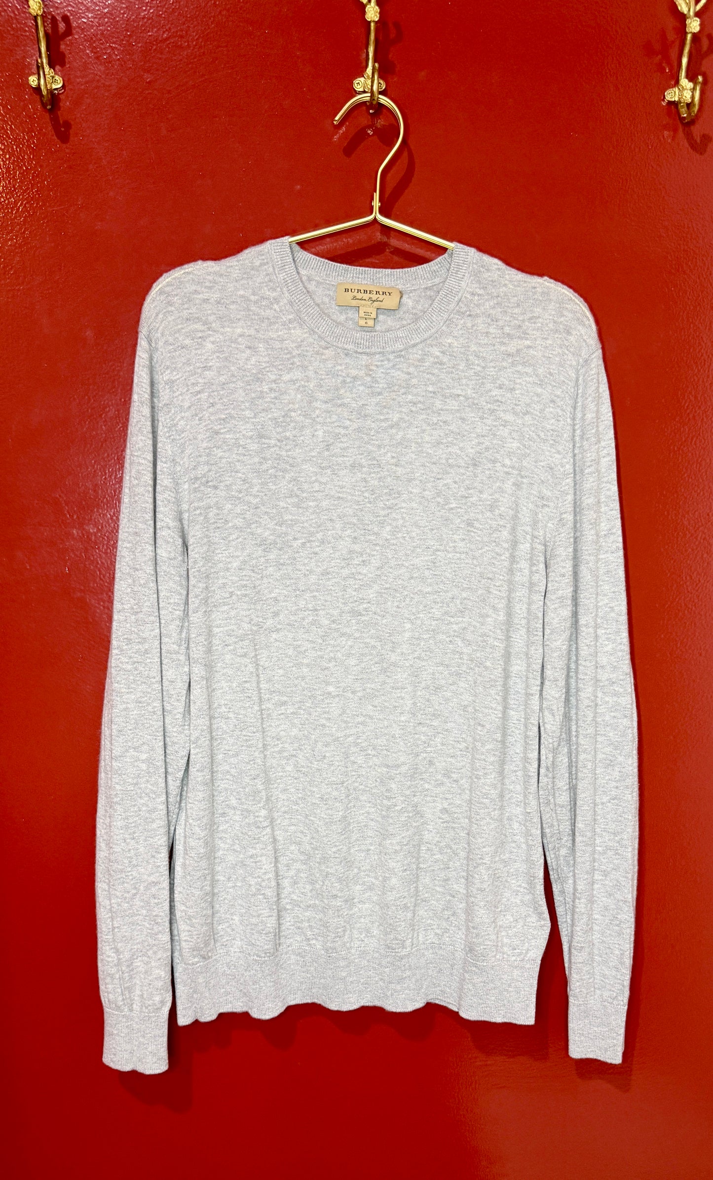 Burberry Cashmere & Cotton Knit Top with Elbow Patches L