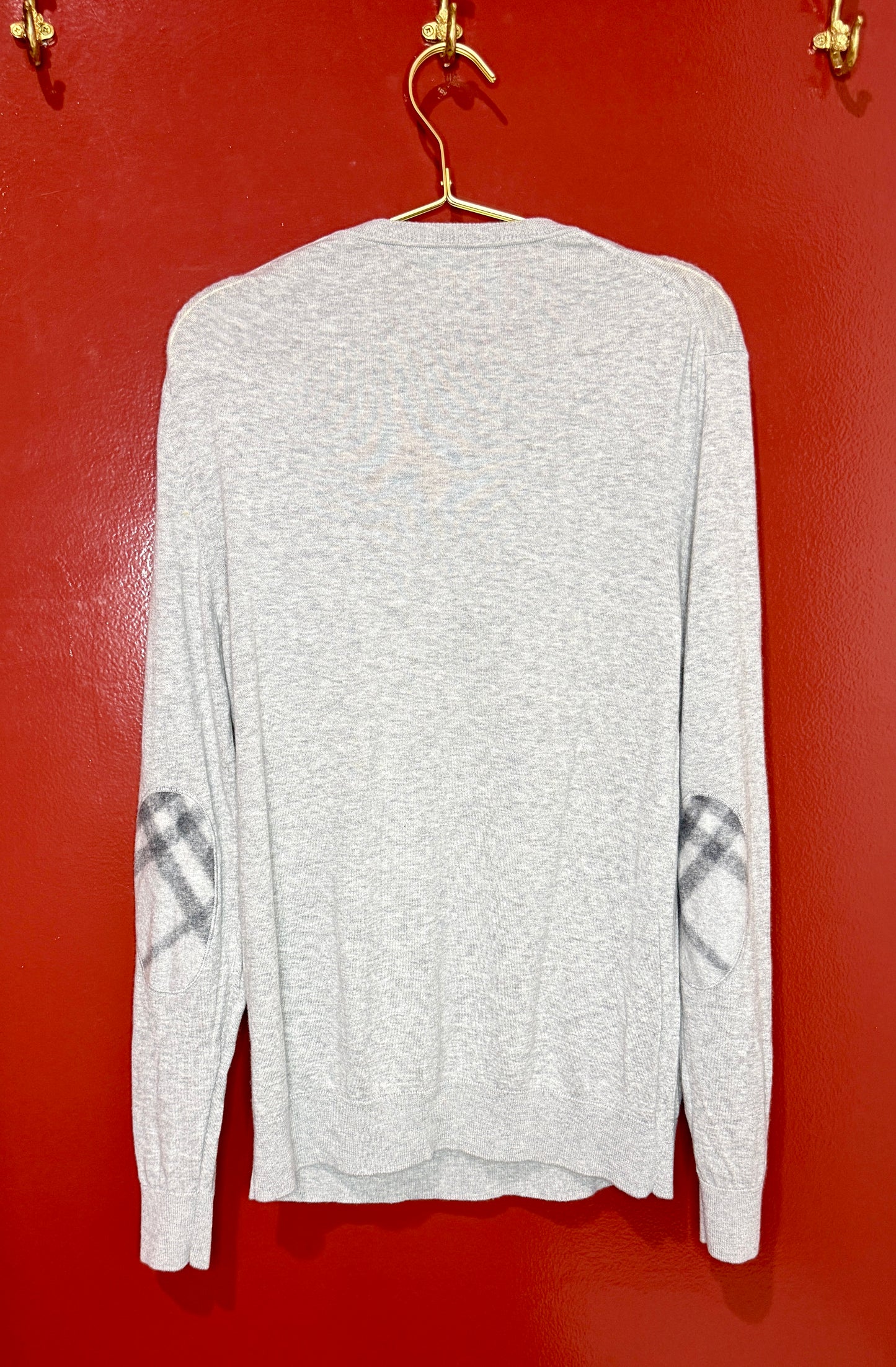 Burberry Cashmere & Cotton Knit Top with Elbow Patches L