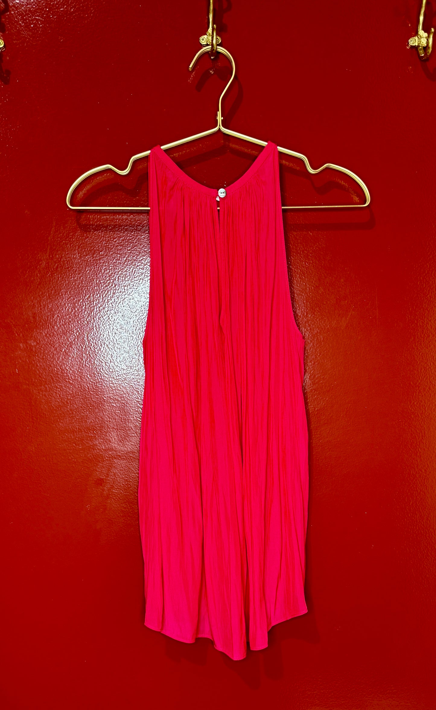 Ramy Brook Hot Pink Sleeveless Smocked Waist Top S