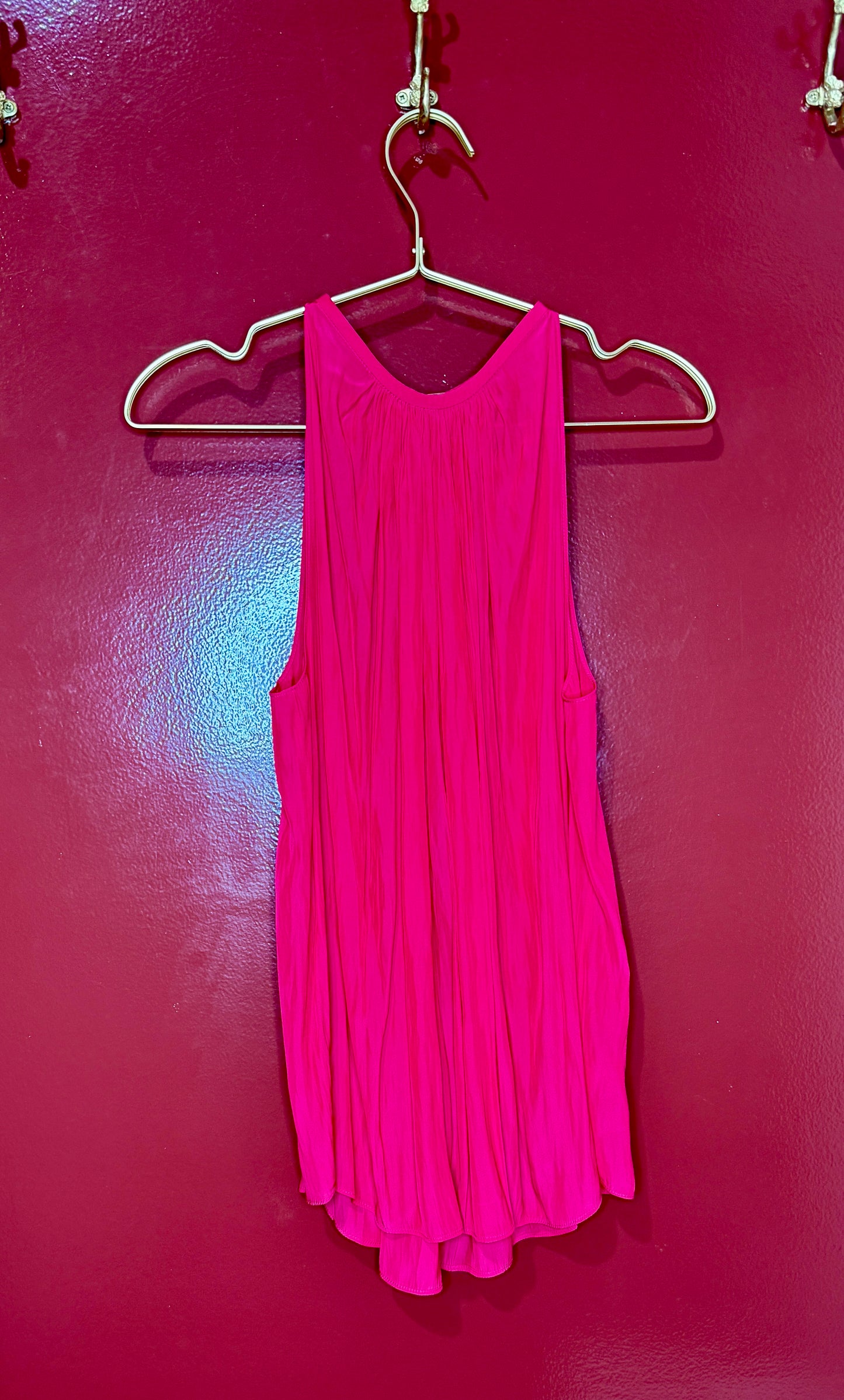 Ramy Brook Hot Pink Sleeveless Smocked Waist Top S