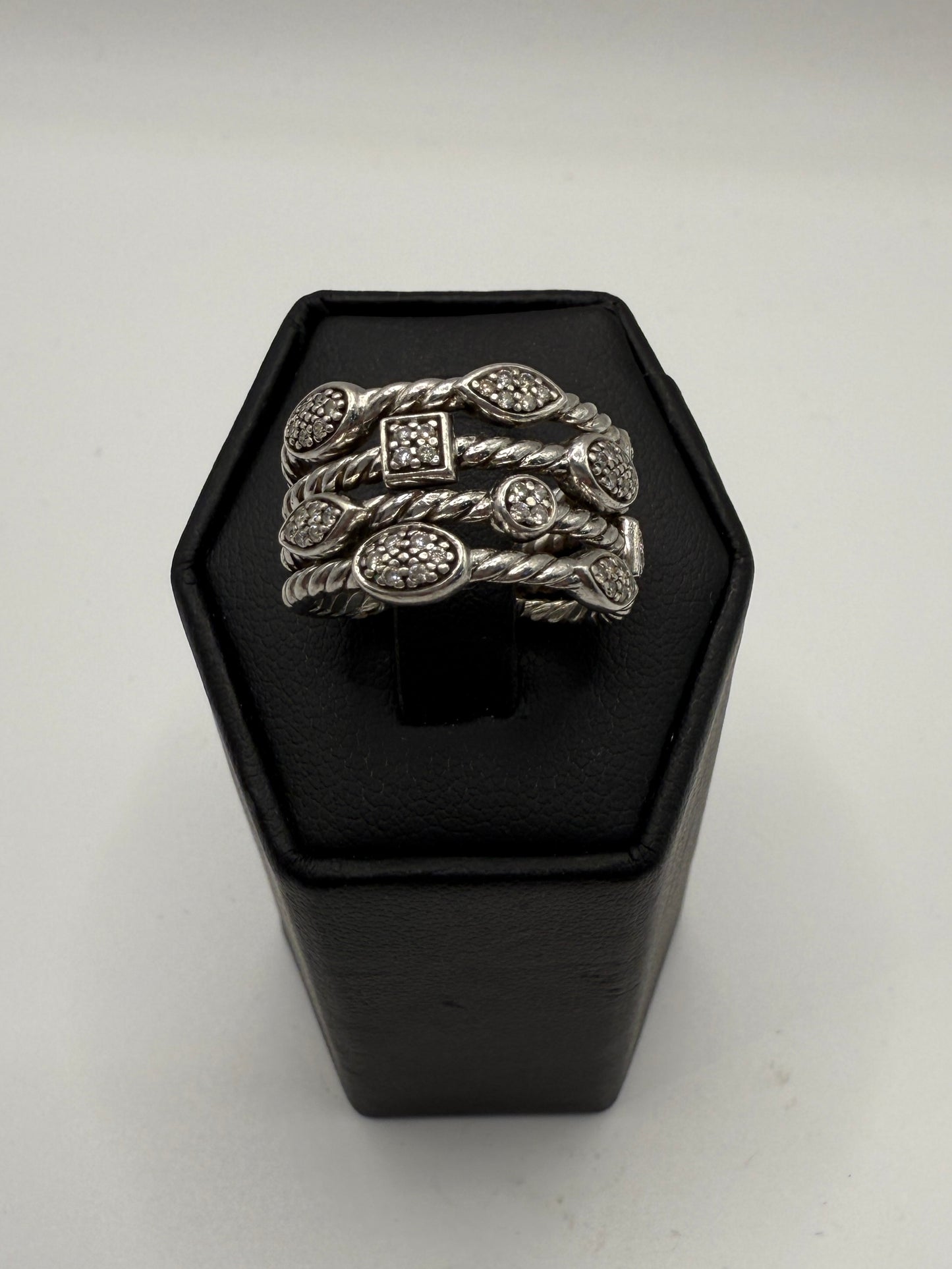 David Yurman Sterliong Silver & Diamond Confetti Ring