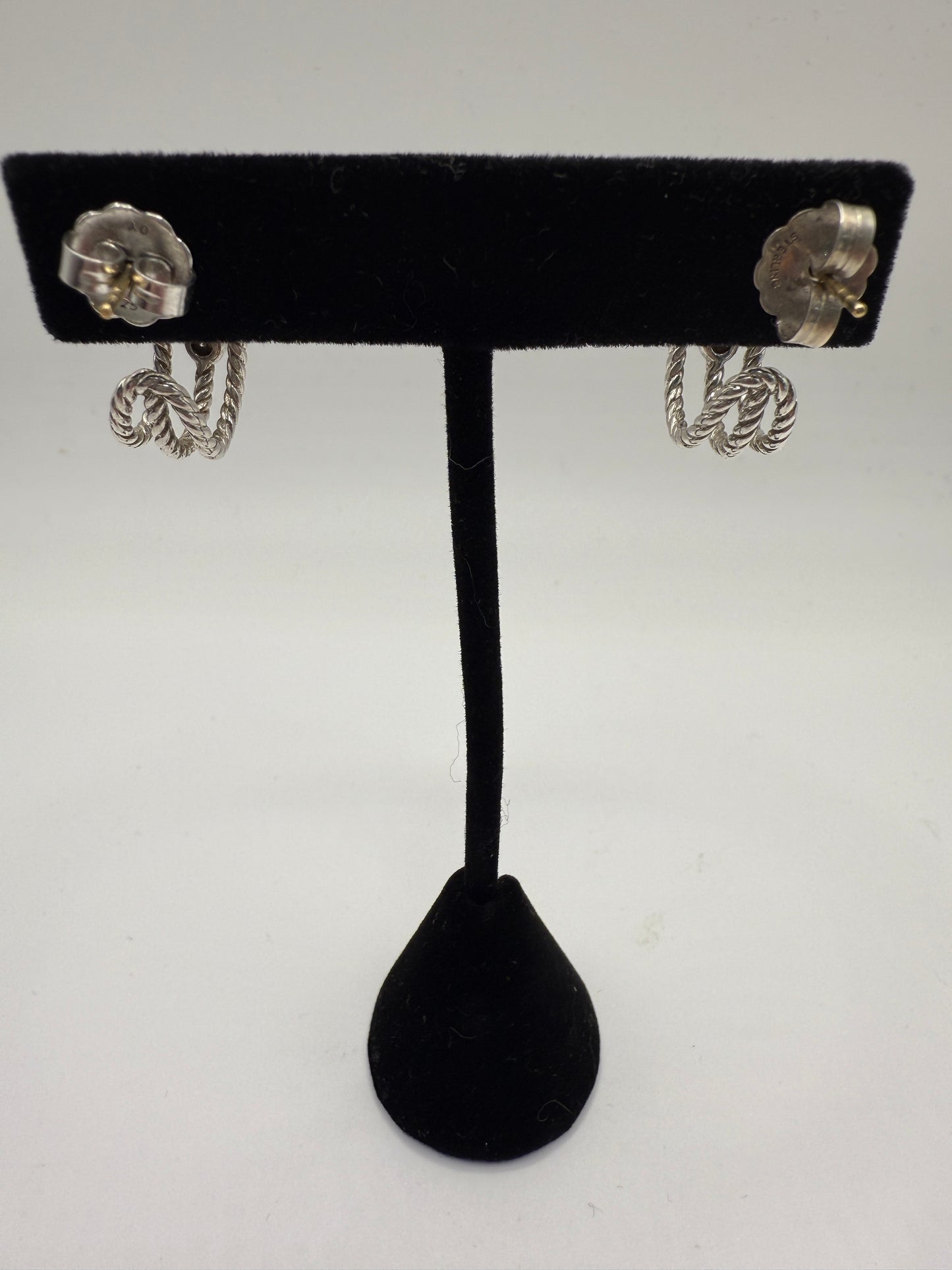 David Yurman 3 Row Confetti Sterling Silver & Diamond Earrings