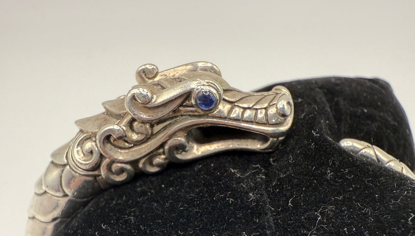 John Hardy Naga Dragon Sterling Silver & Sapphire Kick Cuff