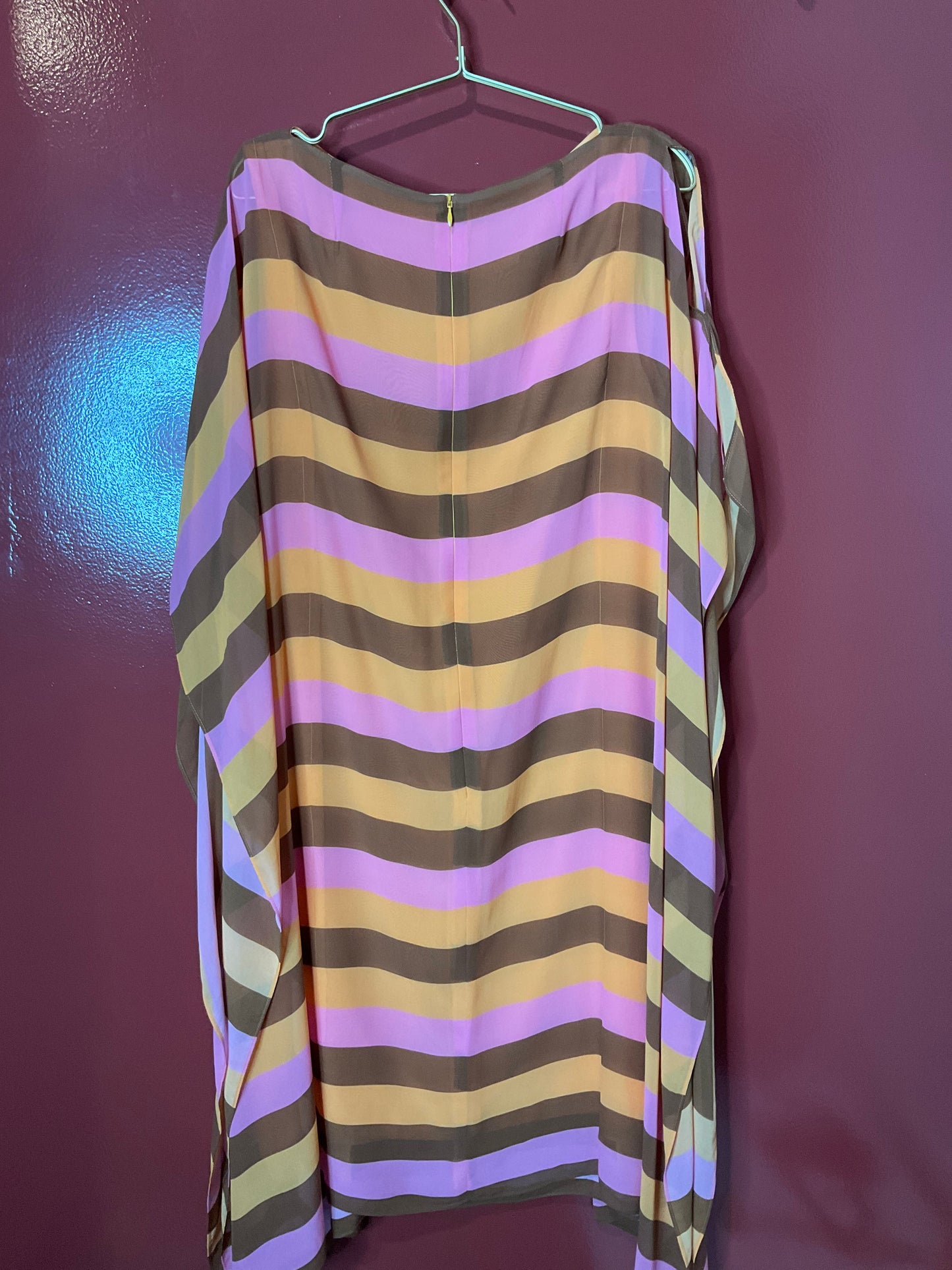 Akris Pink/Org/Brown Silk Caftan 14
