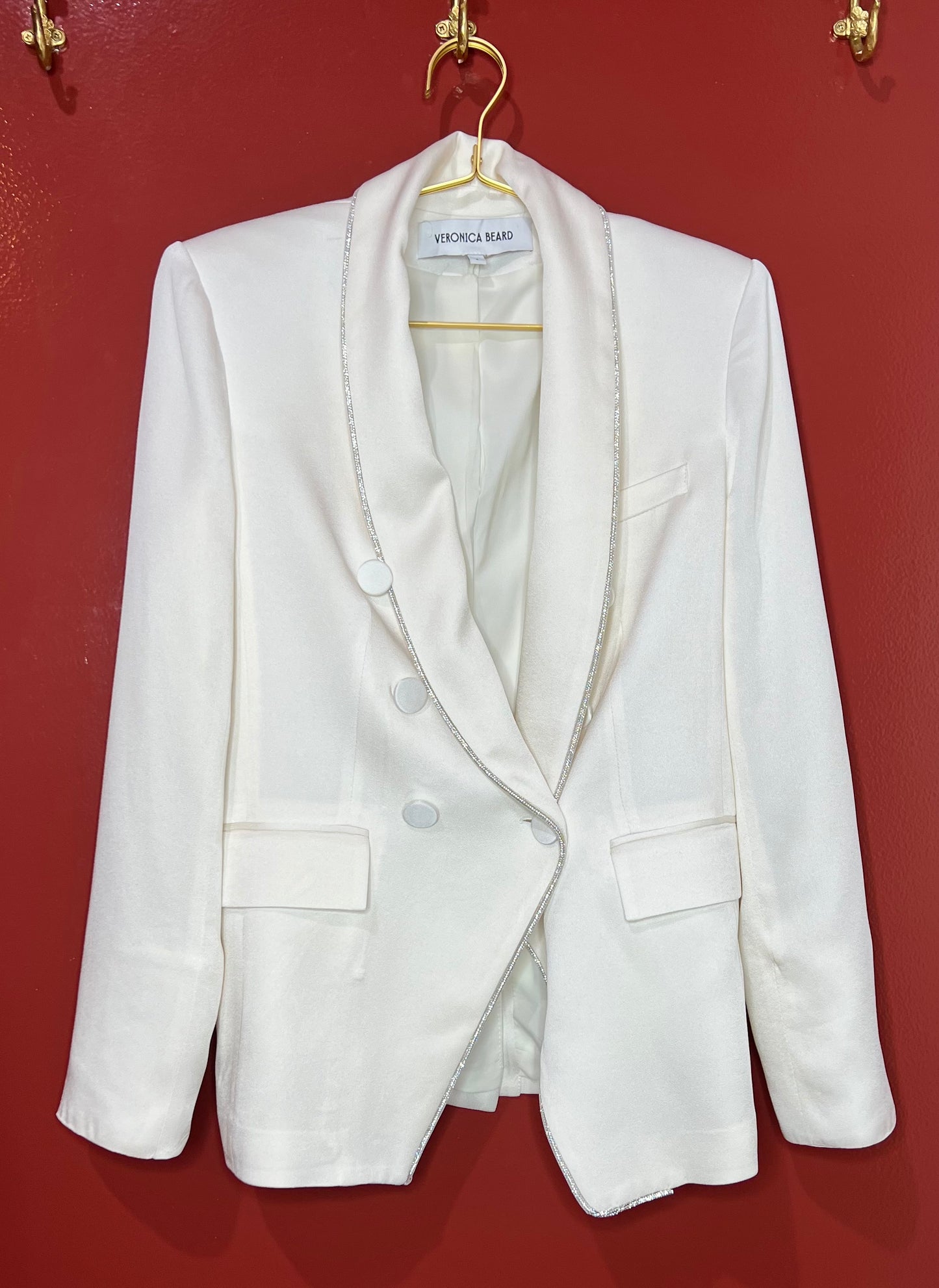 Veronica Beard White Crystal Embellished Blazer 8