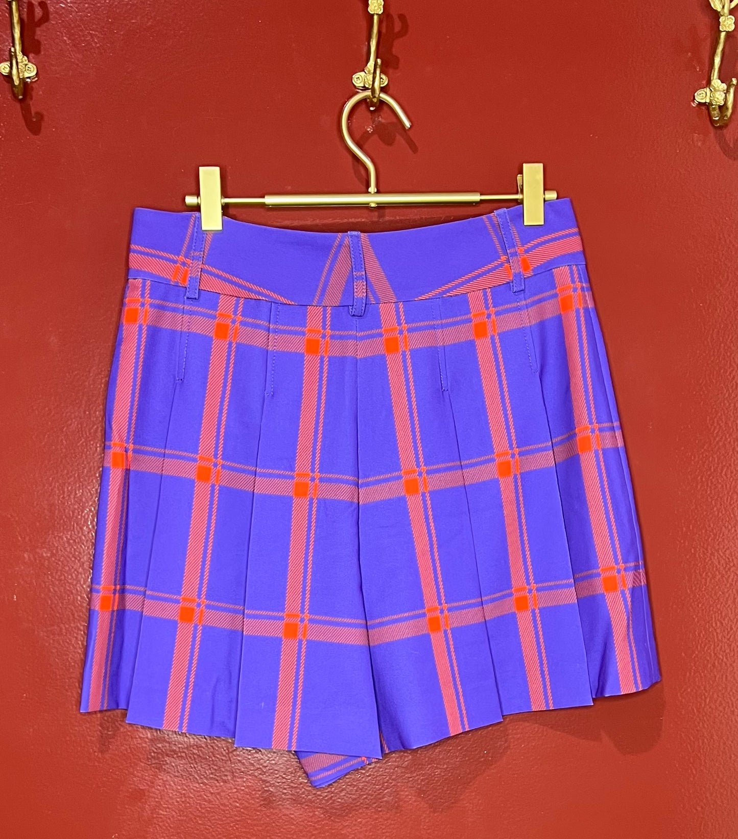 Alice + Olivia Purple/Orange Plaid Shorts 8